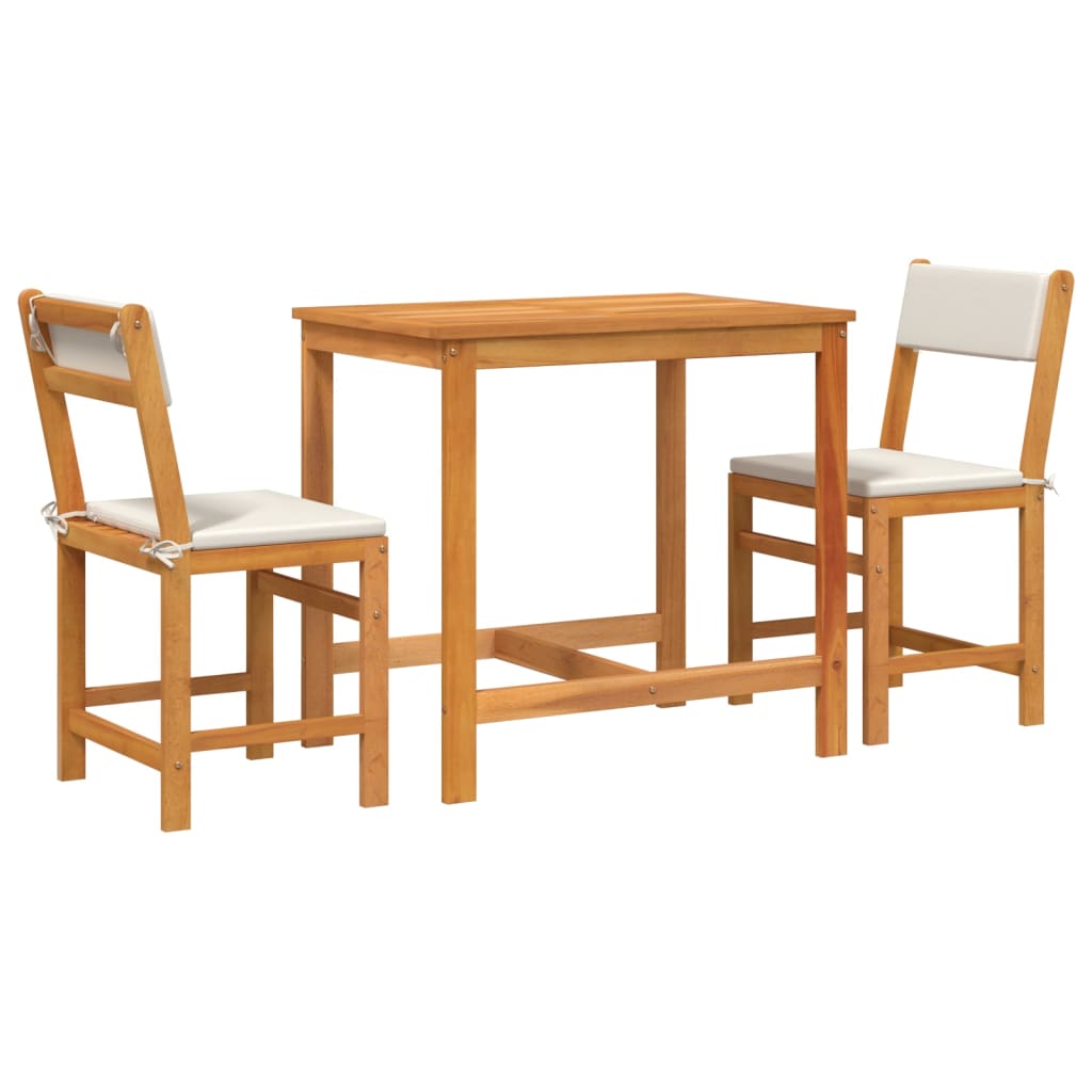 vidaXL Juego de balcón con cojines 3 piezas madera maciza de acacia