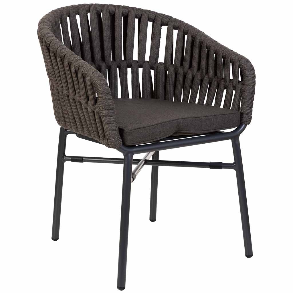 Wonderlust Deco - Silla de aluminio con cuerda gris 58x61x77 Gris 58x61x77h cm