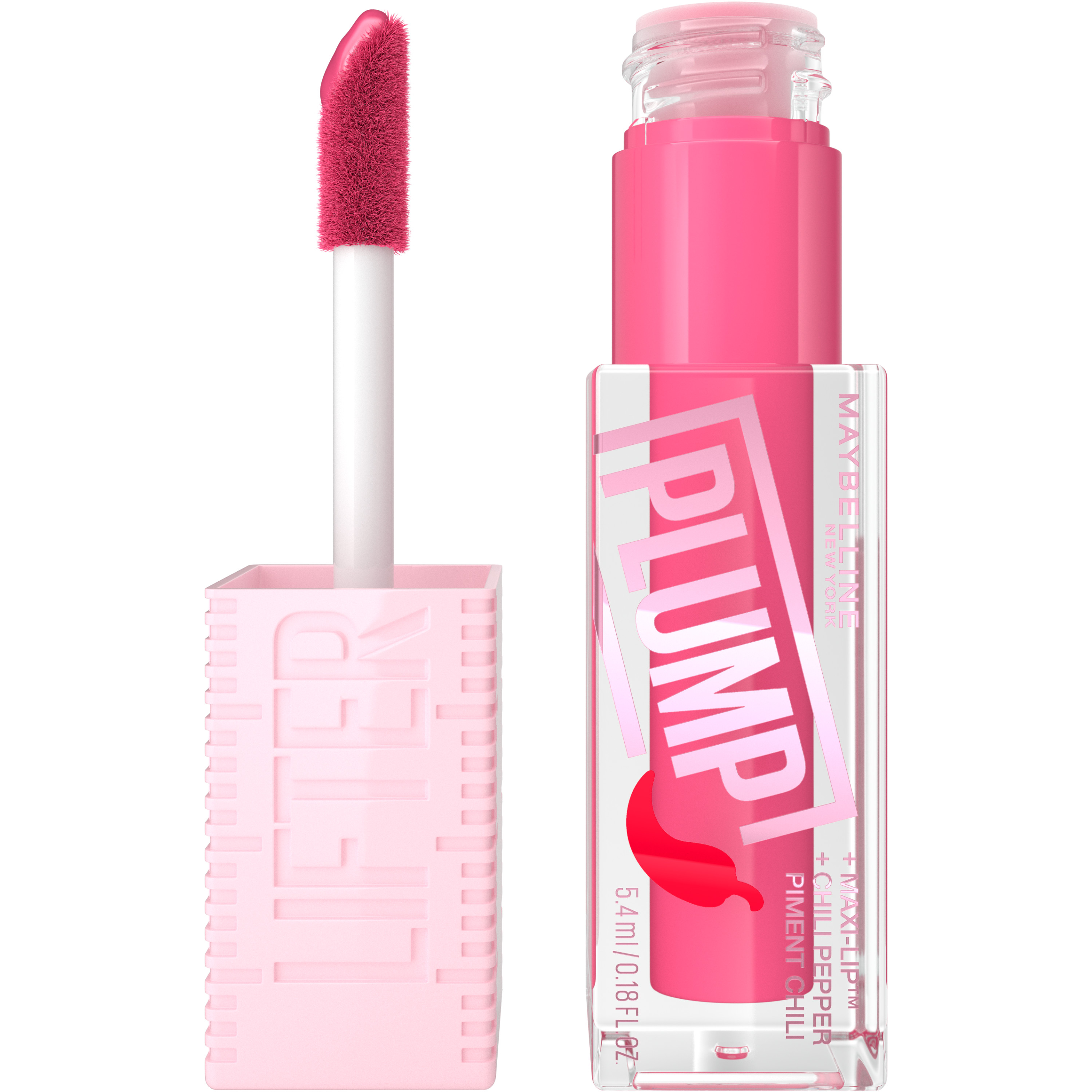 Maybelline New York | Lifter Plump, Brillo de Labios Voluminizador, Volumen Instantáneo y Duradero, Fórmula Picante, 5,4 ml