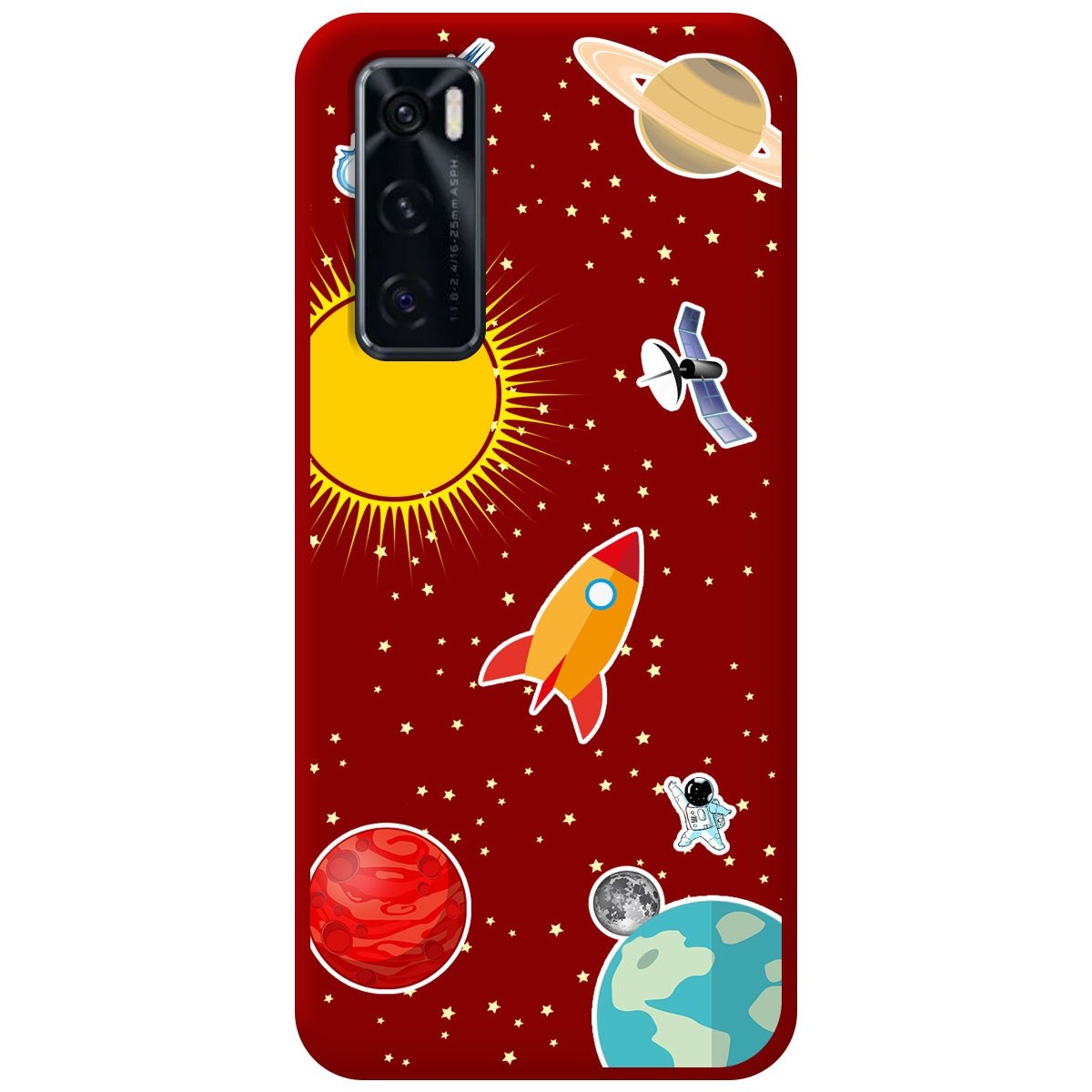 Funda Silicona Líquida Roja para Vivo Y70 diseño Espacio Dibujos
