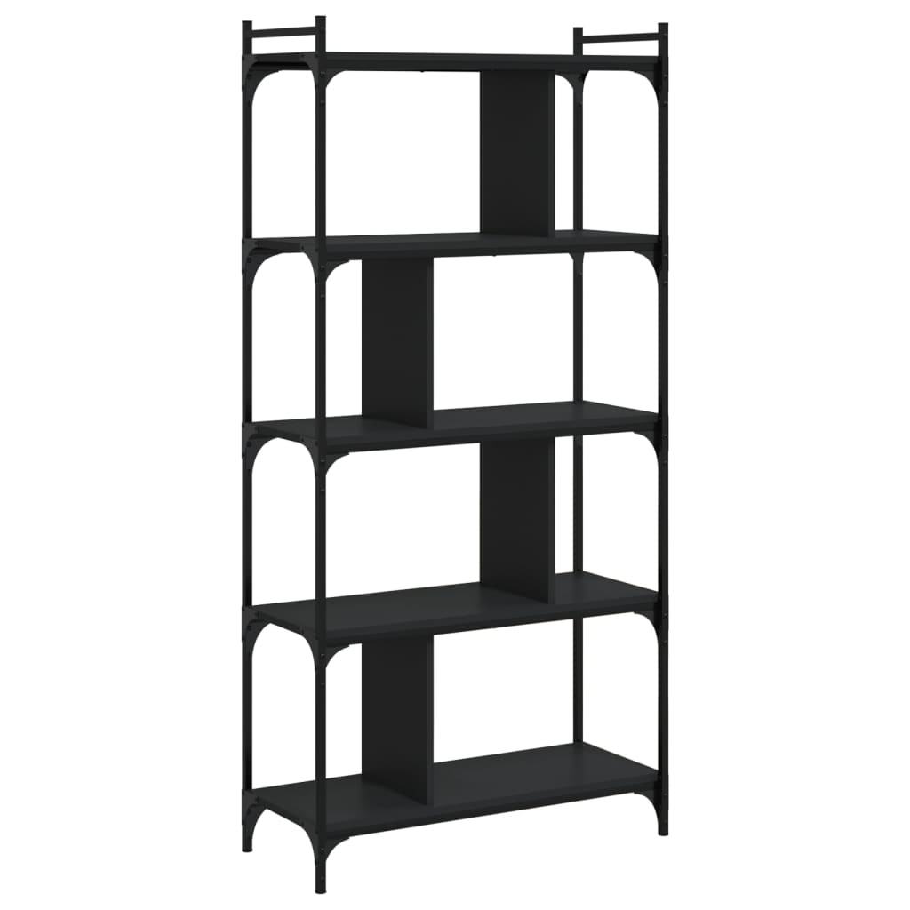 vidaXL Librería de 5 estantes madera de ingeniería negro 76x32x158 cm