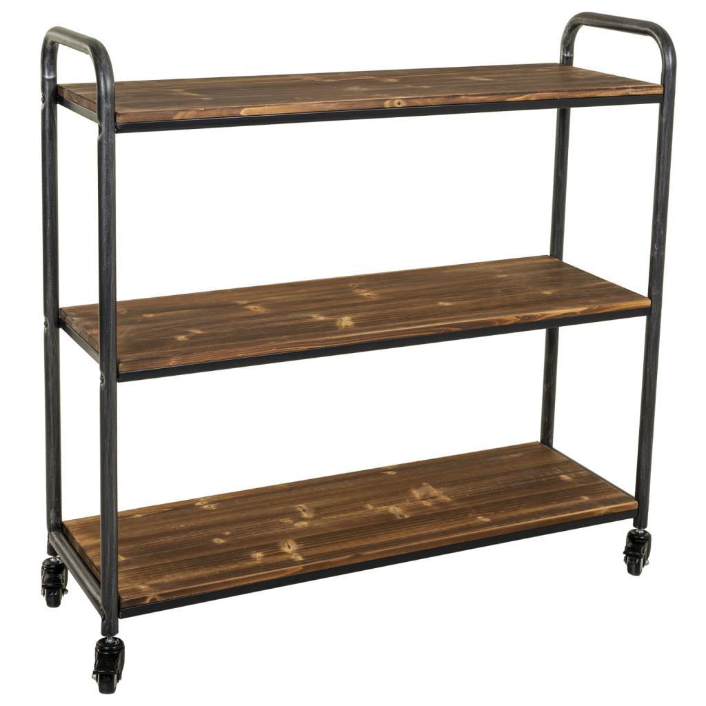 Estanteria De Madera Y Metal De 3 Baldas Con Ruedas Medidas: 34x98x94cm