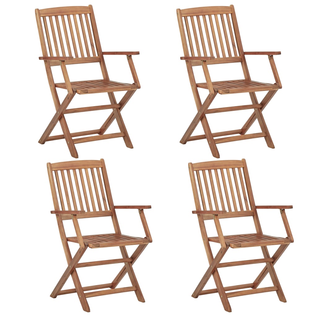 vidaXL Sillas de jardín plegables 4 unidades madera maciza de acacia