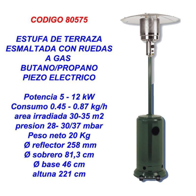 Estufa gas butano-propano exterior patio   esmaltado+ruedas 180