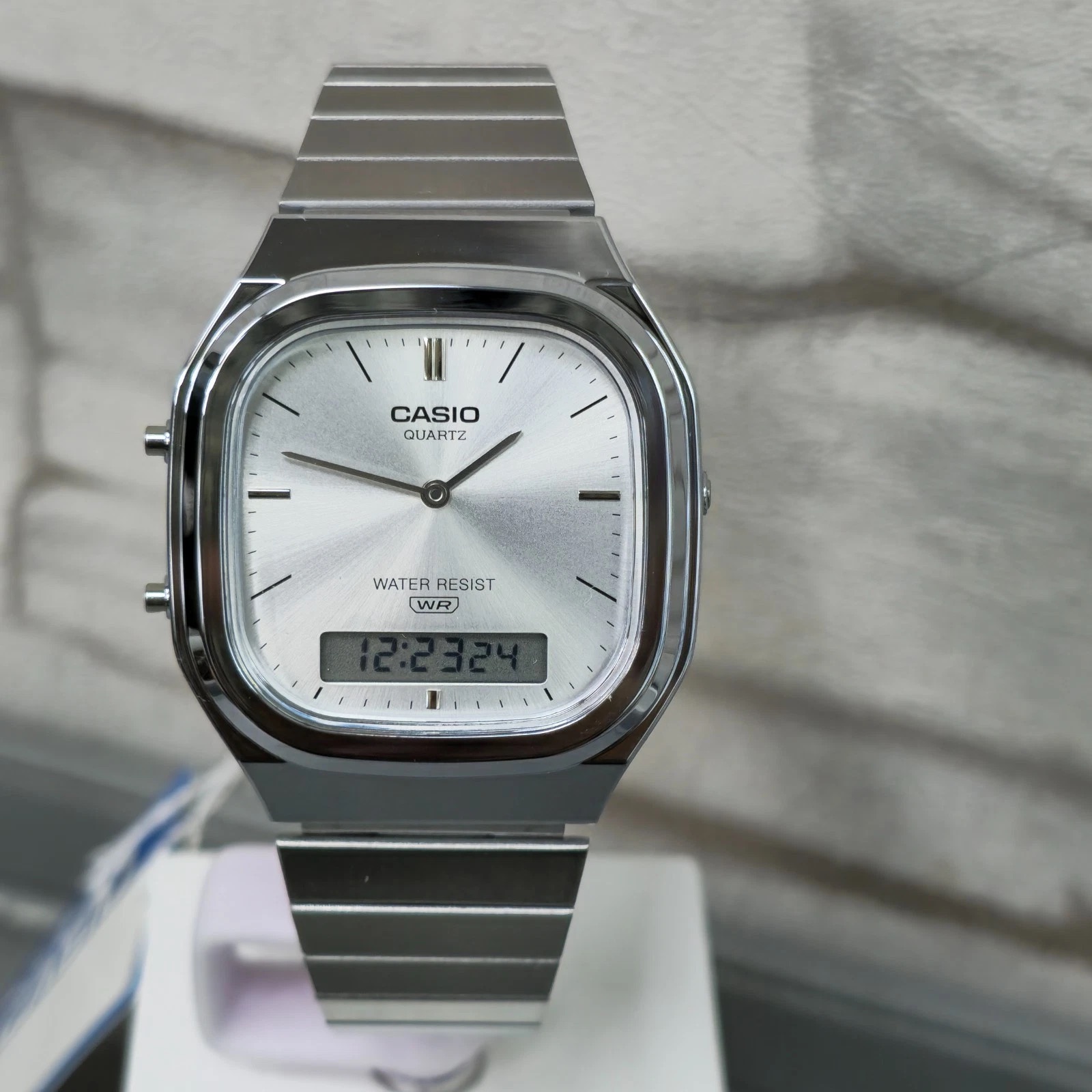 Reloj analógico digital unisex Casio Classic AQ-240E-7A 40.9 × 35.8 × 8.1 mm Hora Dual Correa autoajustable