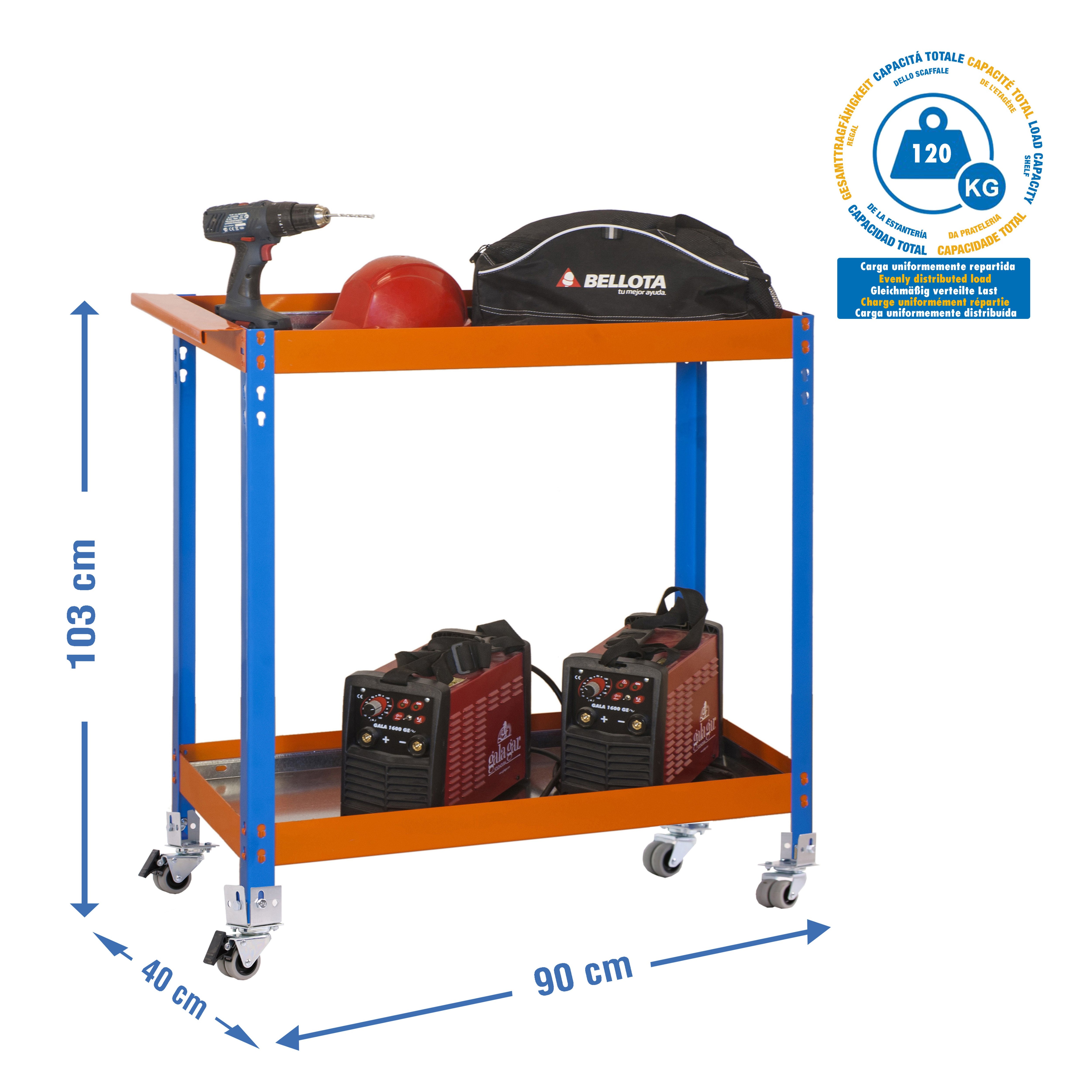 Mesa de Trabajo SIMONRACK Simonwork wagon 2/400 metalic azul/naranja/gal