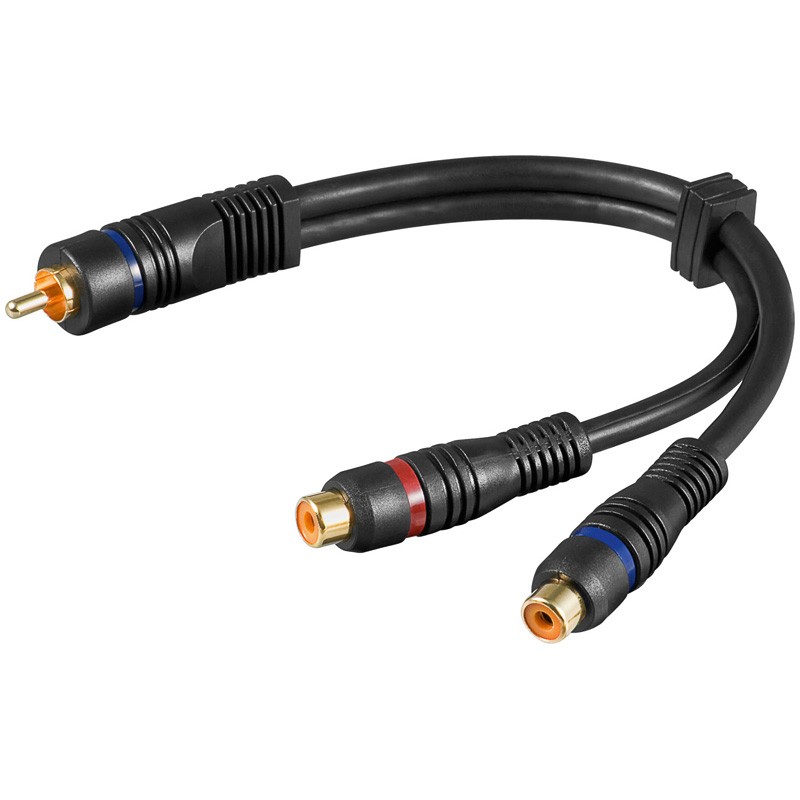 Cable Adaptador de Audio RCA Macho a 2 Hembras HQ 0,20m Goobay