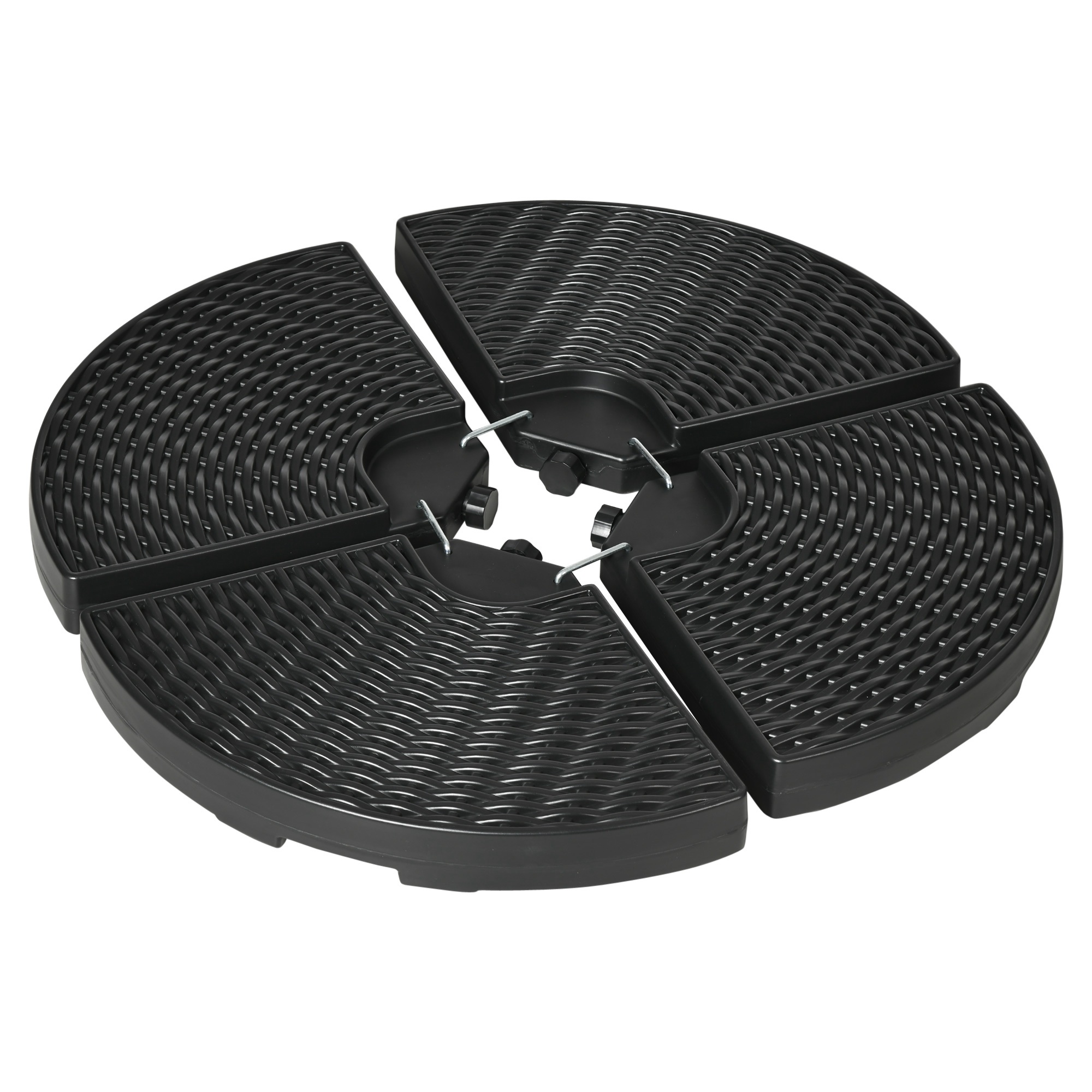 Outsunny Base para Sombrilla de 4 Piezas Soporte para Parasol Rellenable con Arena 68 kg o Agua 52 L para Jardín Patio Terraza Negro
