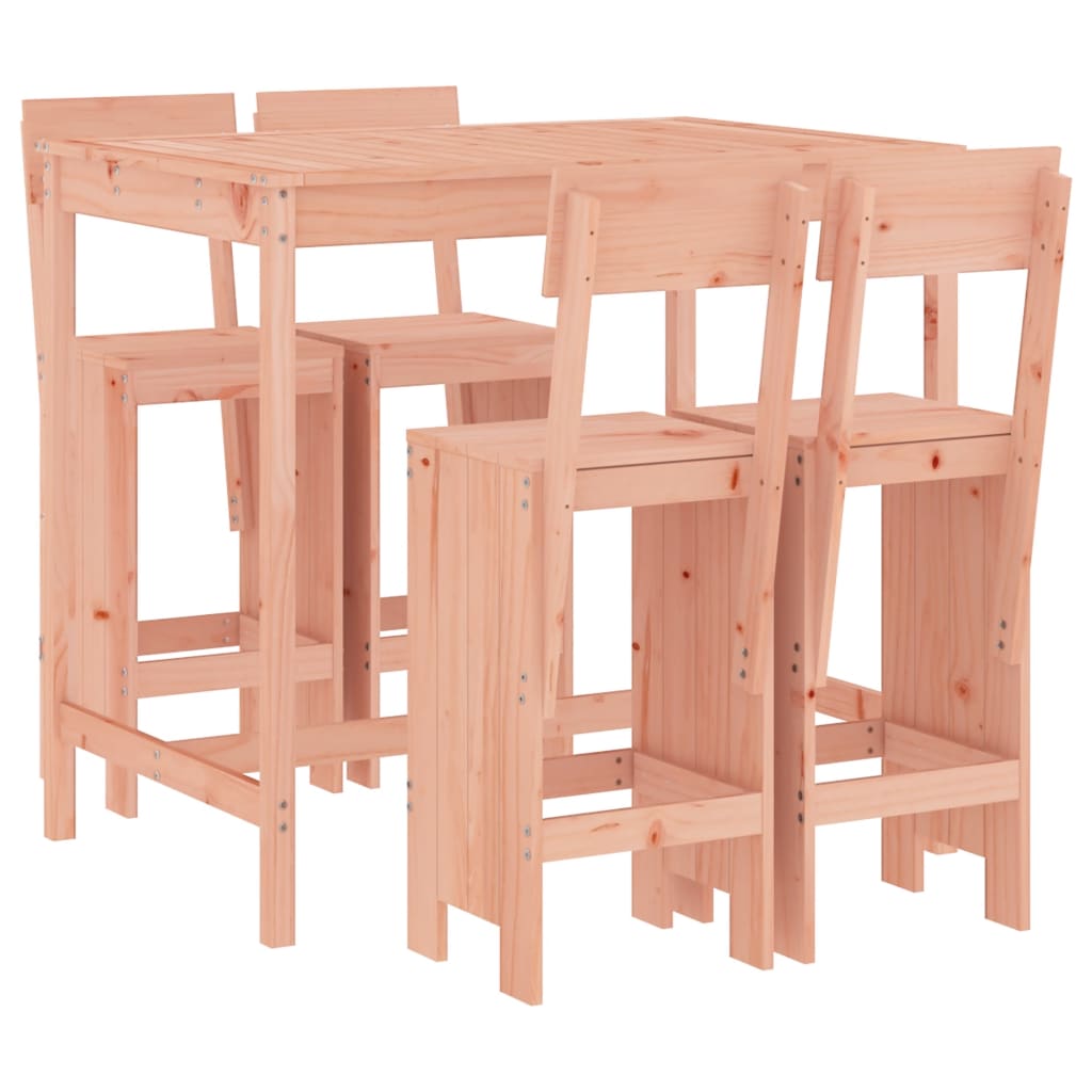 vidaXL Mesa alta y taburetes de jardín 5 piezas madera maciza Douglas
