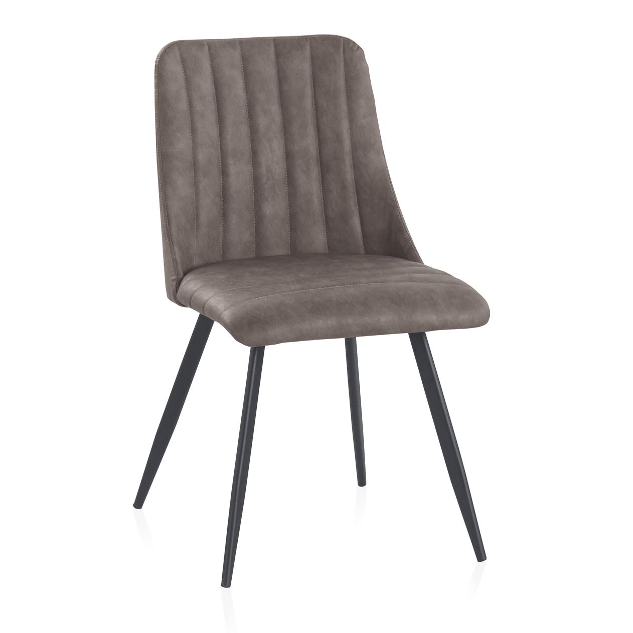 Pack 2 Sillas Tapizadas En Polipiel Gris Topo Con Patas De Metal El mejor complemento para tu hogar. Fijalo