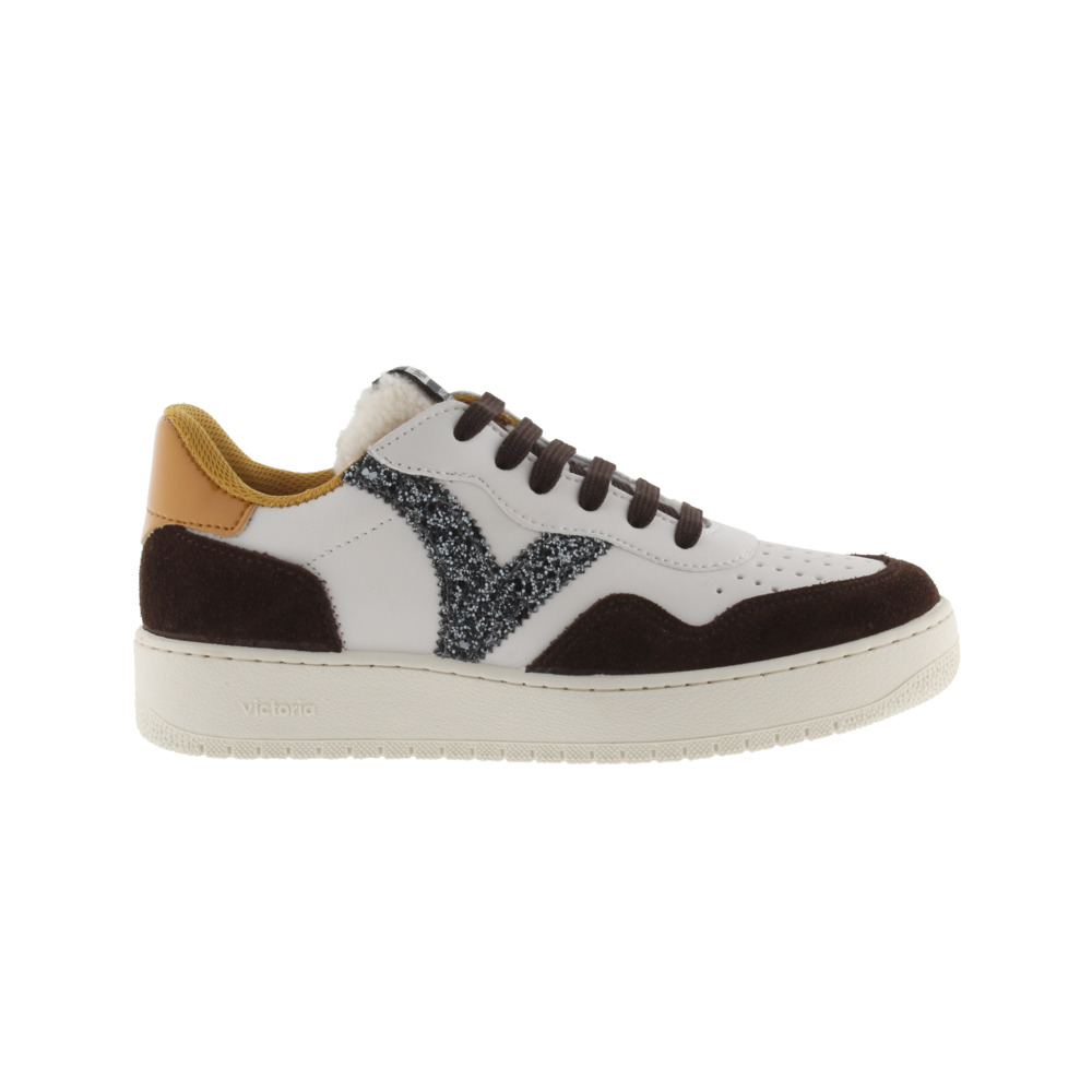 Victoria Madrid Zapatillas de efecto piel con piezas de serraje y logotipo de glitter 1258272