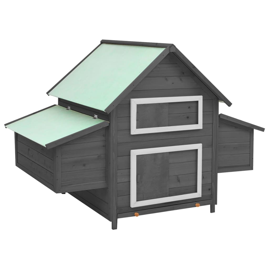 vidaXL Madera Maciza de Abeto Gallinero Pollo Casa de Gallinas Conejera Color Marrón,  Gris,  mocha and white y mas