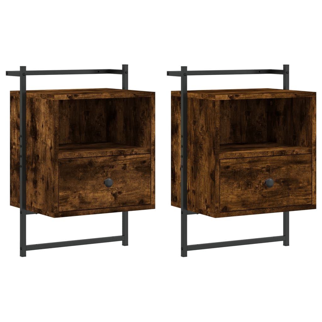 Vidaxl Mesitas de Noche de Pared 2 Unidades 40x30x61 Cm Roble Sonoma