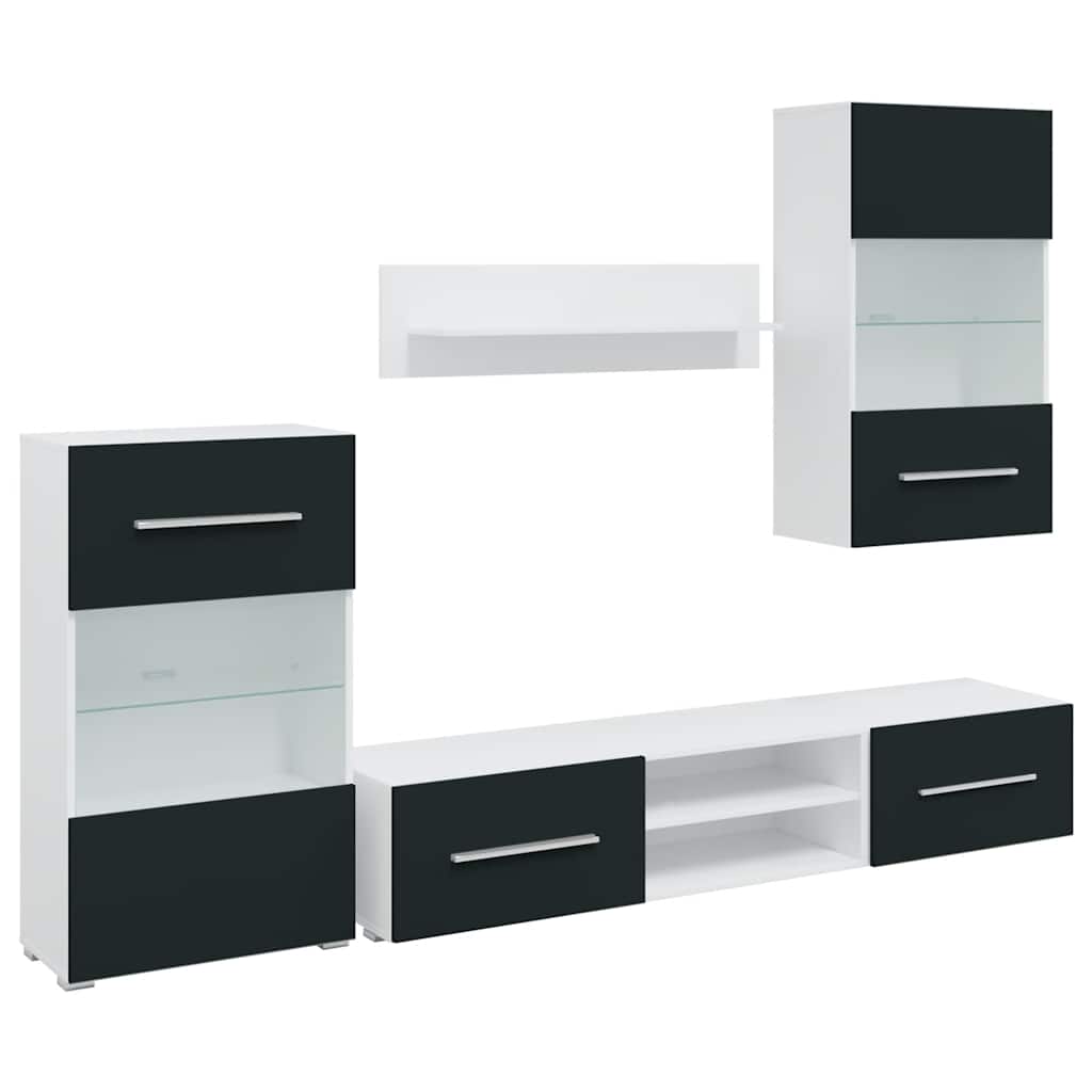 vidaXL Muebles para TV 5 piezas con iluminación LED índigo mate