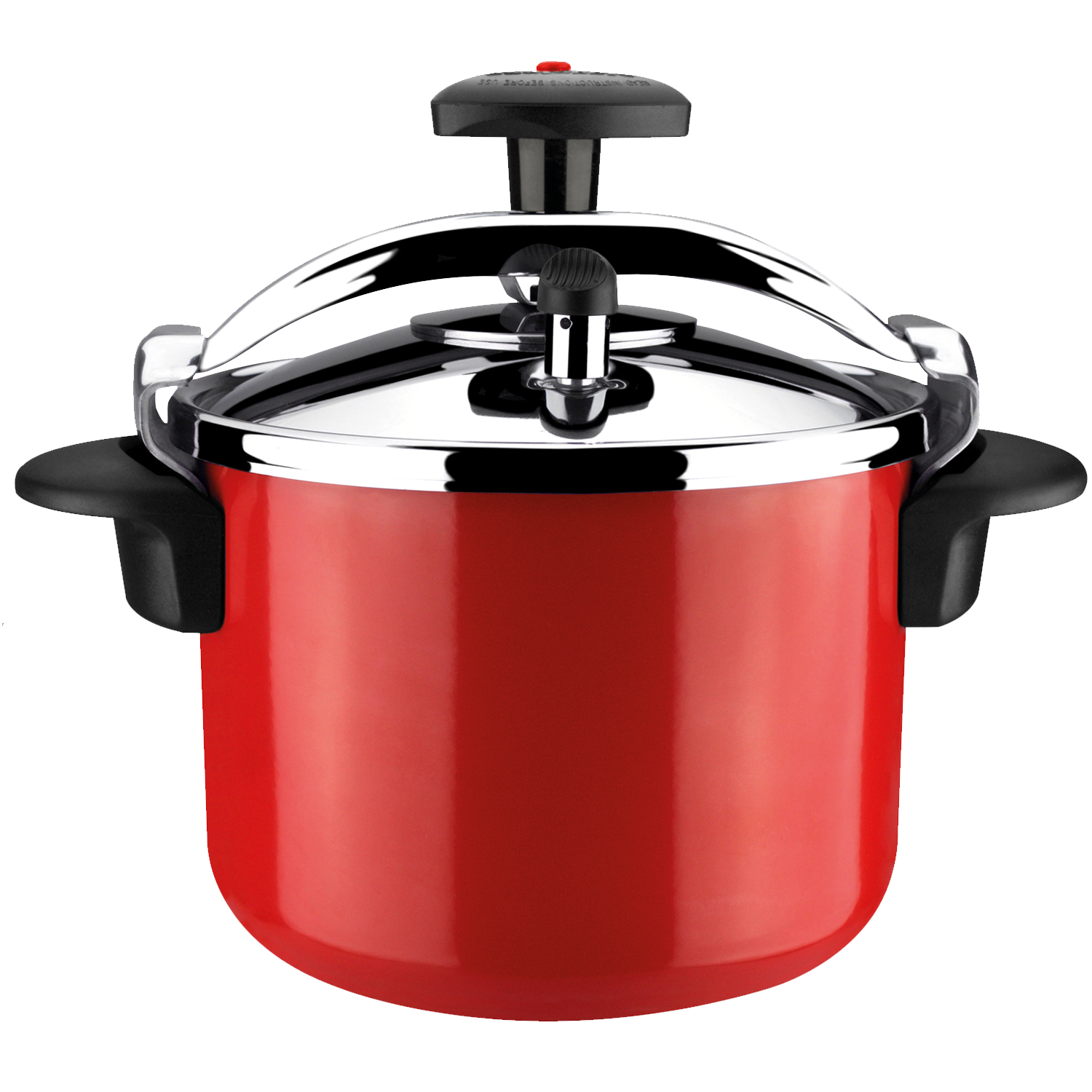 MAGEFESA CASTELL Olla a Presión Rápida Roja, Acero Inoxidable 18/10, Fondo Difusor y Pomo Rotatorio, Apta en Cualquier Cocina