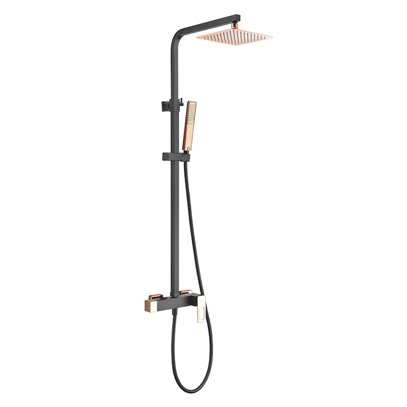 Imex Suecia BDC032/NOR columna de ducha moderna con acabado negro mate y oro rosa
