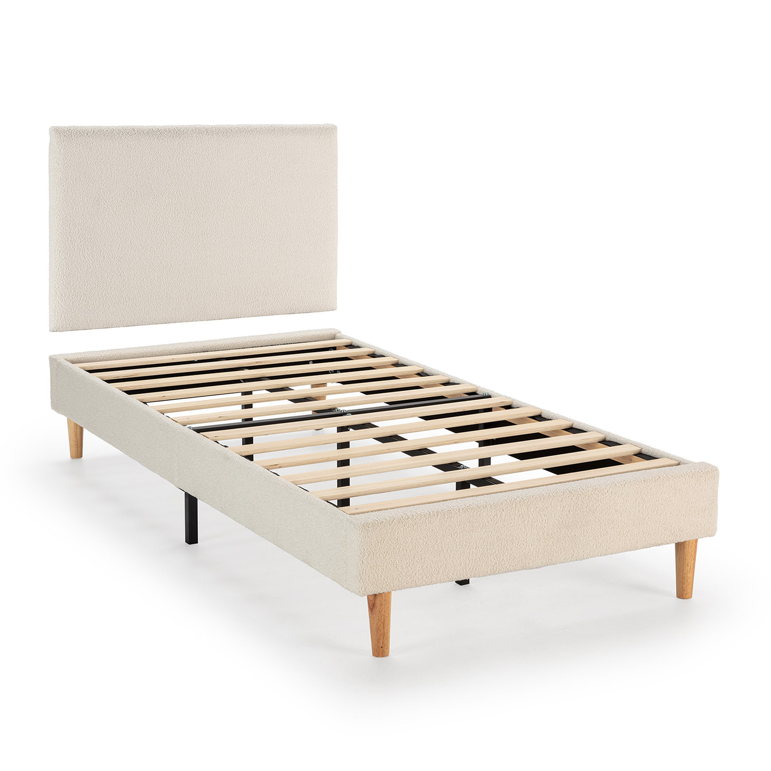 VS Venta-Stock Base tapizada + cabecero Niebla 90x190 cm Beige