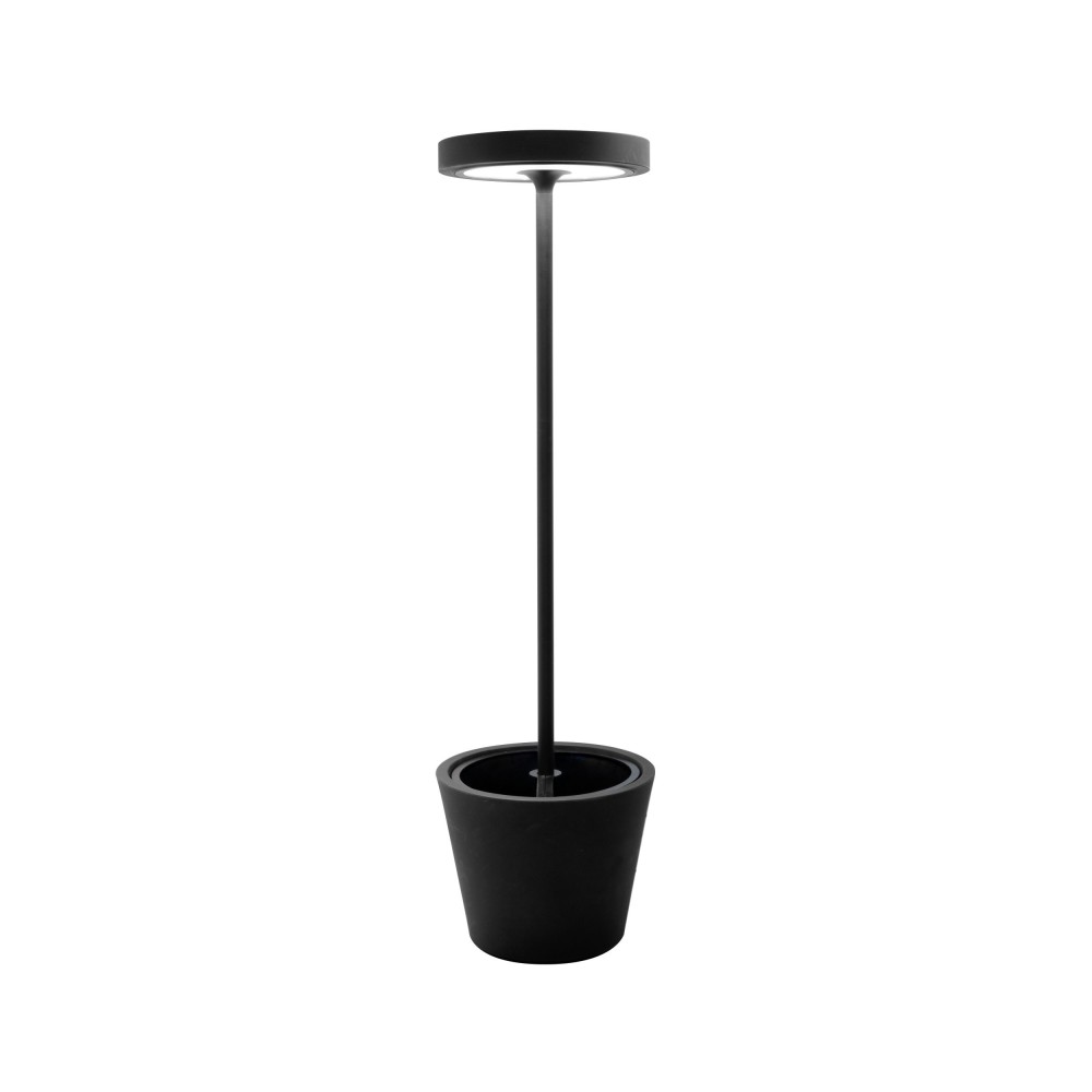 Poldina Reverso Solar L Negro - Lámpara de pie LED solar y recargable 11,7W - Lámpara de pie para exterior e interior H.156cm - ZAFFERANO