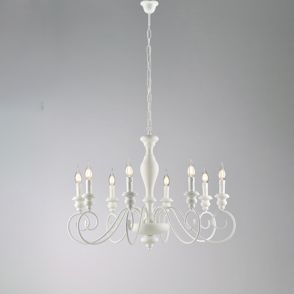Araña Shabby Chic Cascina Blanco 8 Luces E14