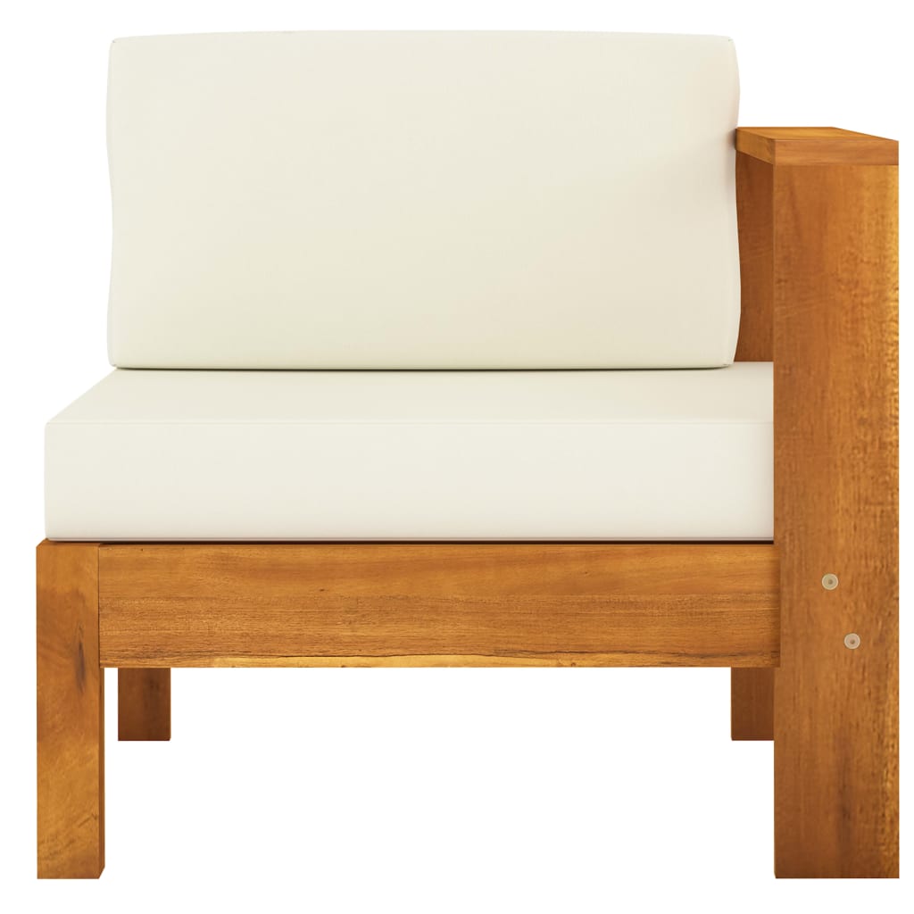 Vidaxl Sofá Central Reposabrazos Madera Acacia Crema
