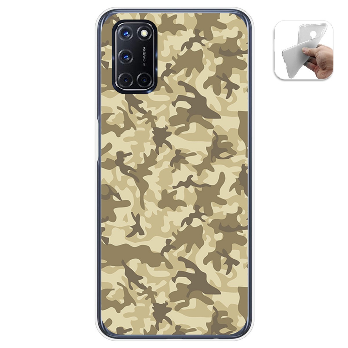 Tumundosmartphone Funda Gel Tpu para Oppo A52 / Oppo A72 diseño Sand Camuflaje Dibujos