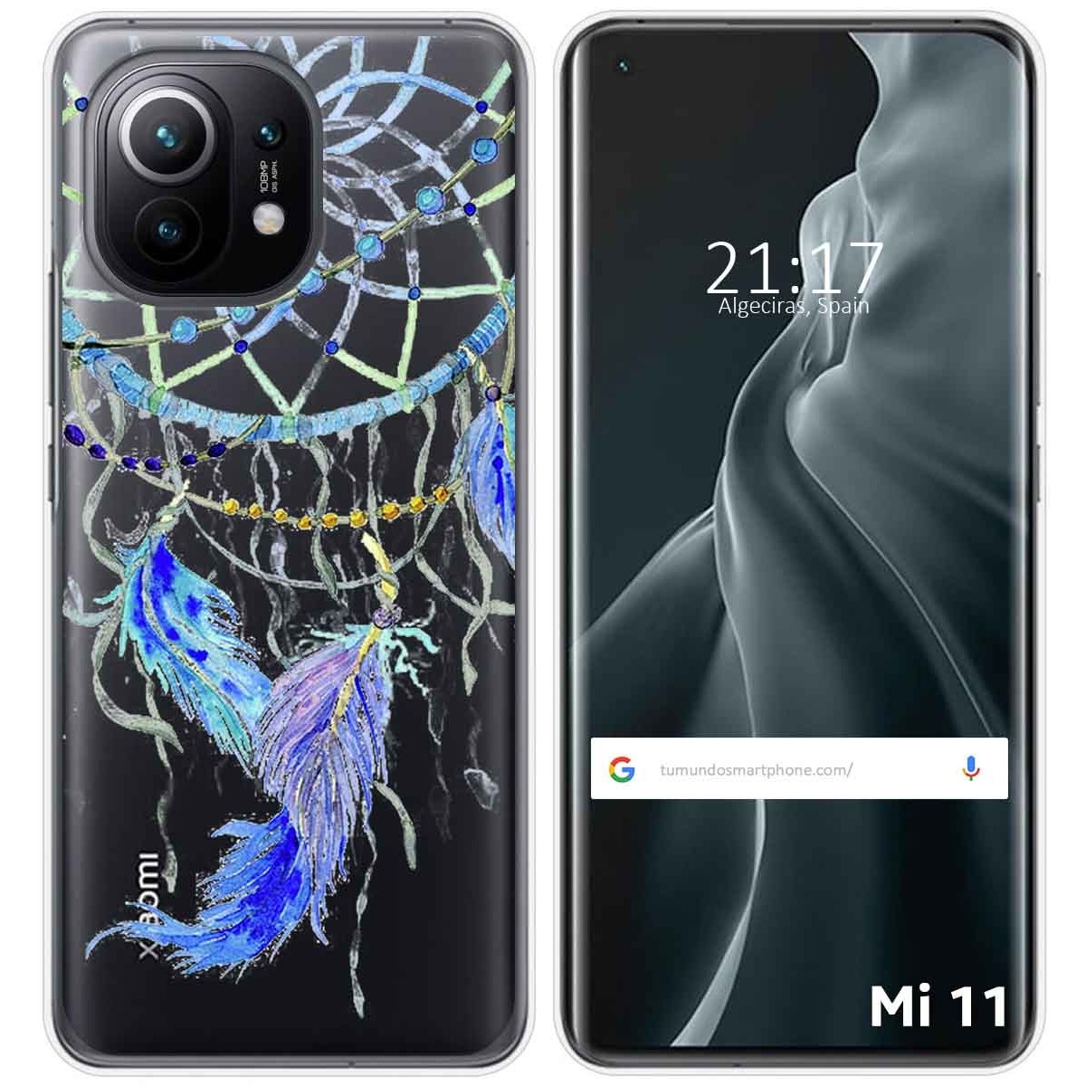 Tumundosmartphone Funda Gel Transparente para Xiaomi Mi 11 5G diseño Plumas Dibujos