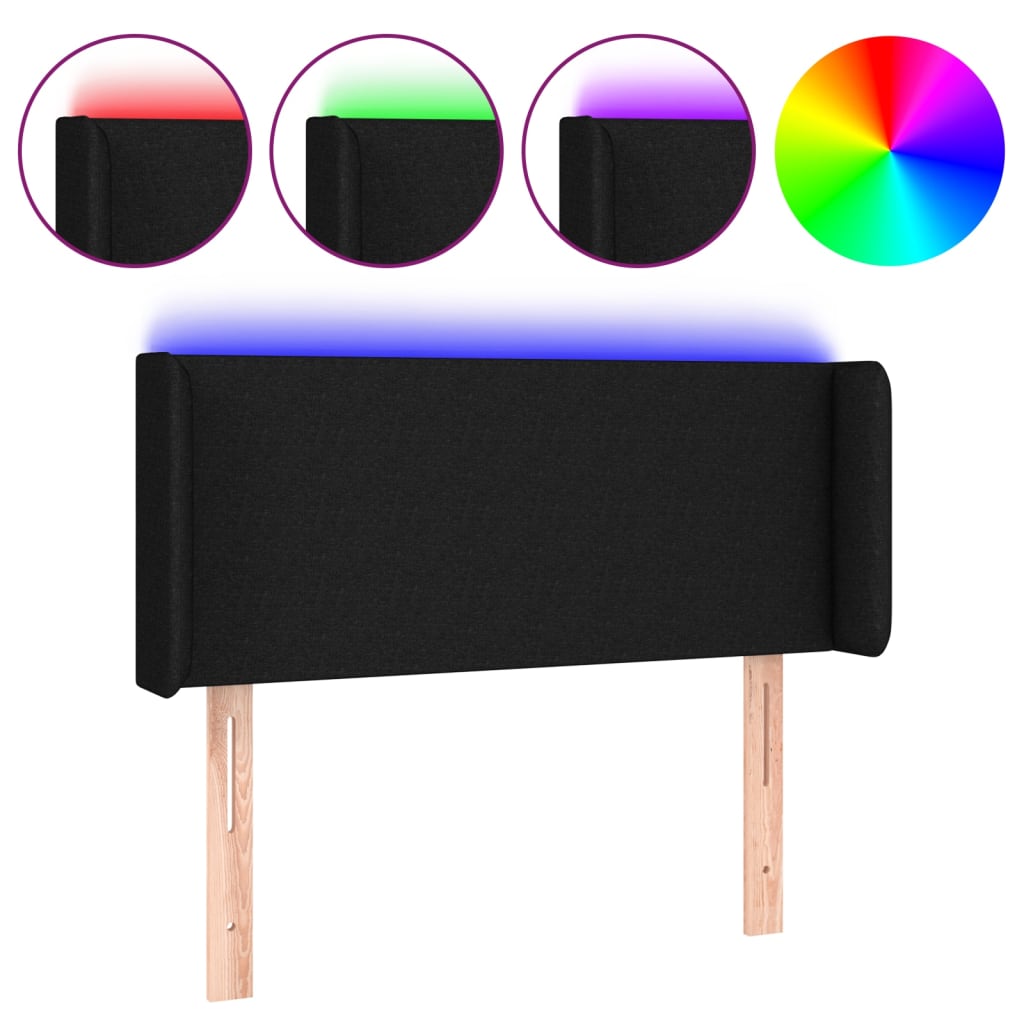 vidaXL Cabecero con LED de tela negro 103x16x78/88 cm