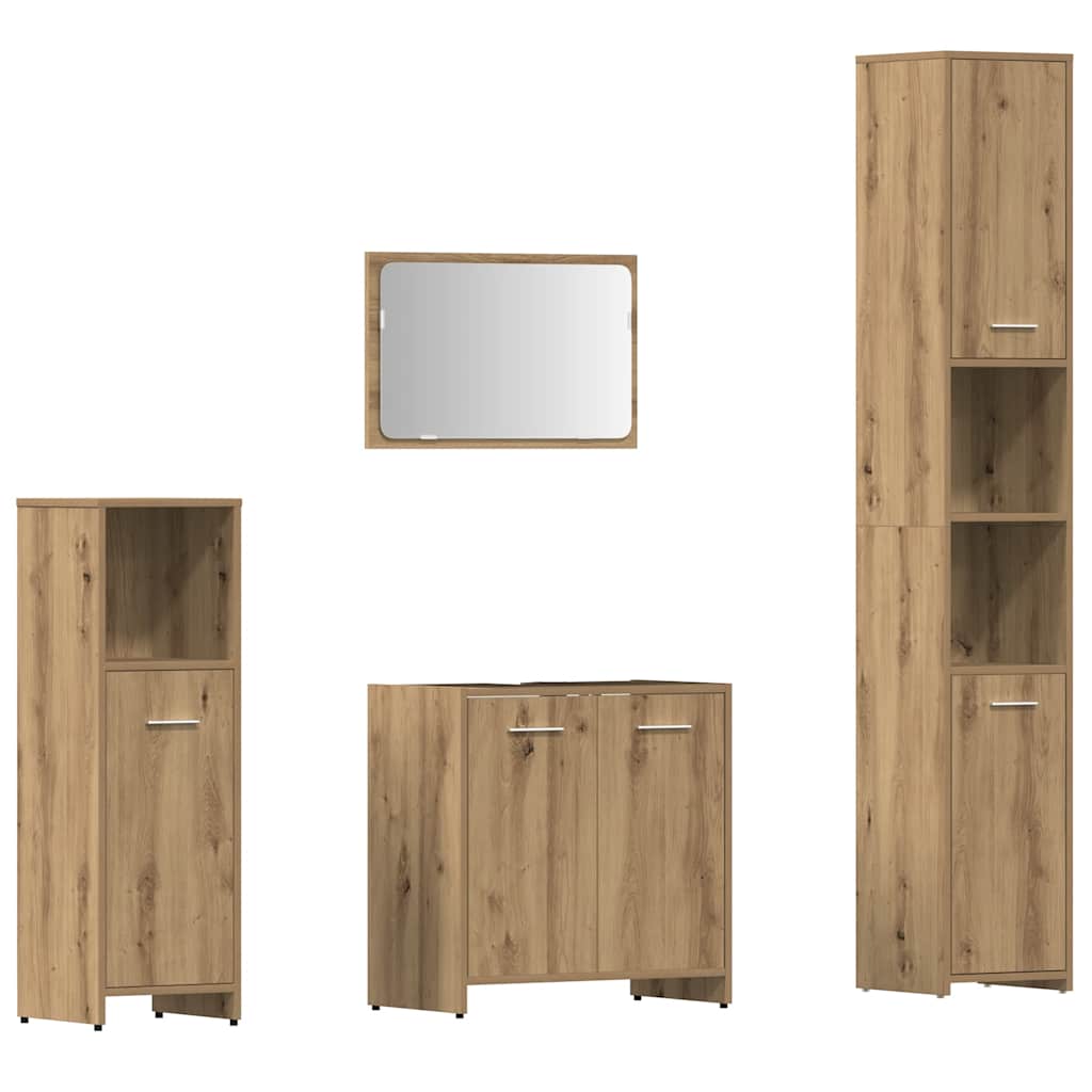vidaXL Juego de muebles baño 4 piezas madera ingeniería roble artisan