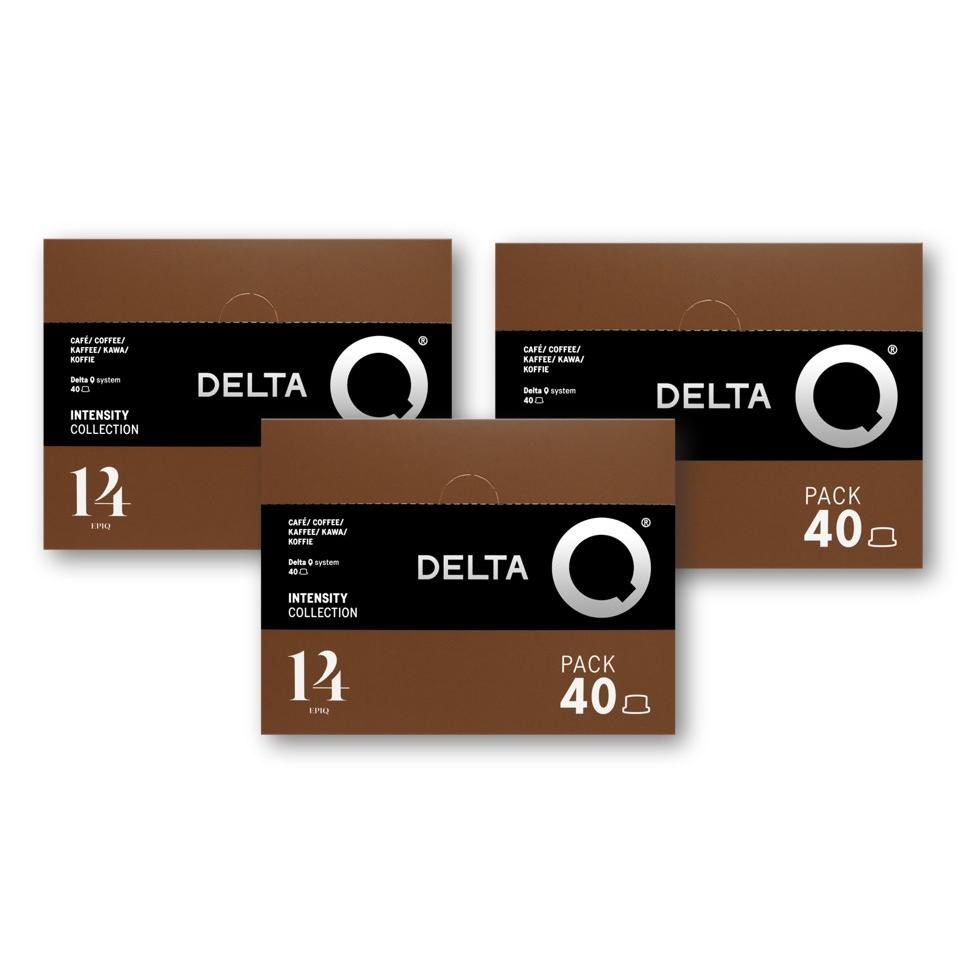 Delta Q Pack EpiQ - Pack de 3 cajas - 120 cápsulas - Café equilibrado con cuerpo medio y aroma intenso - Intensidad 14