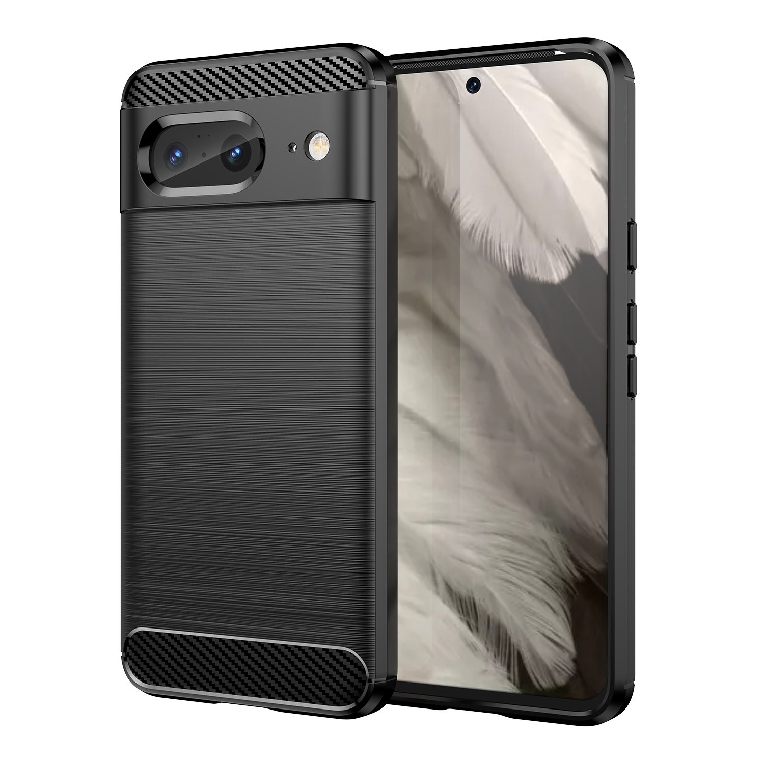 Funda para móvil Google Pixel 8 Carcasa Protectora Antigolpes Silicona Negra Diseño Fibra de Carbono Resistente Absorción de Choque [Compatible Carga Inalámbrica]