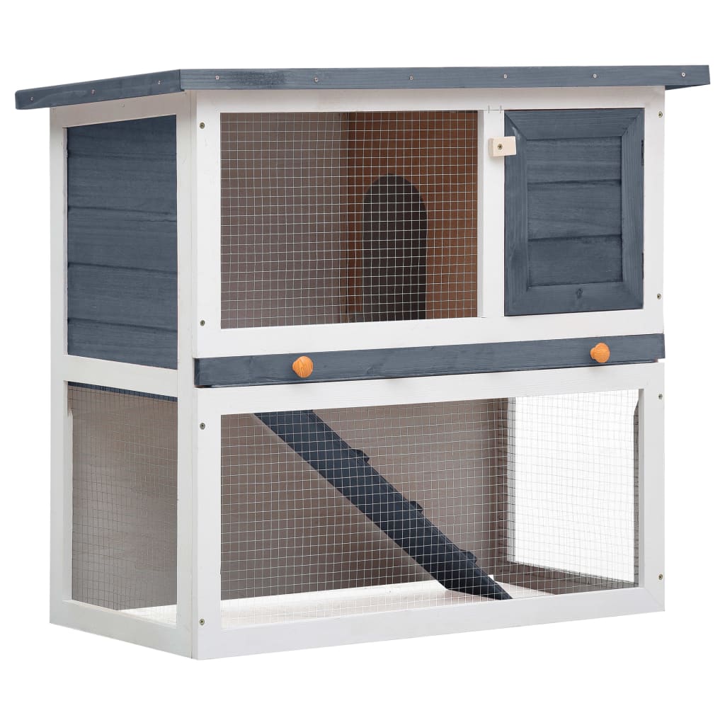 vidaXL Conejera de Exterior Madera 1 Puerta Casa de Conejos Jaula de Mascotas Color Gris,  Marrón,  Rojo y mas