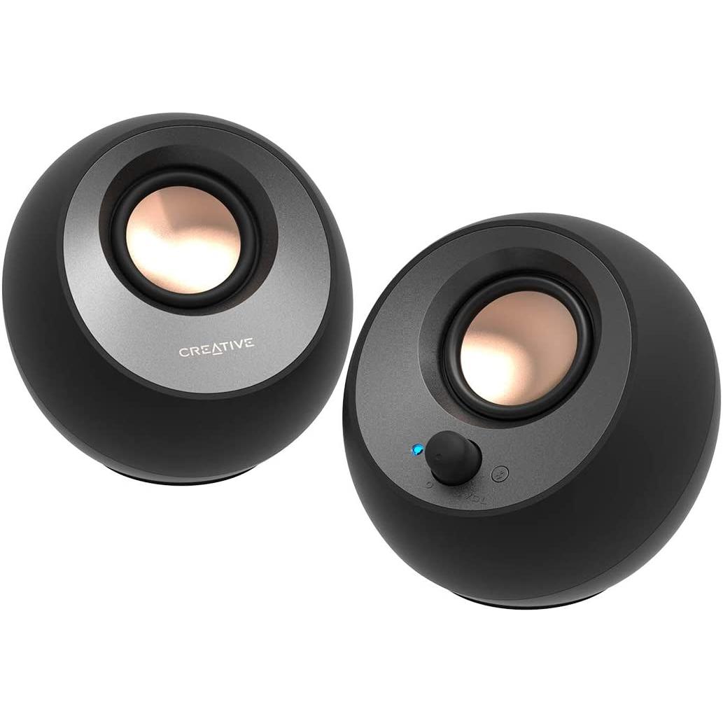 Creative Labs Altavoces Minimalistas Pebble V3 2.0 USB-C con Audio USB Mejora con Clear Dialog Bluetooth 5.0 8W de RMS con 16W de Pico Máximo de Potencia Conversor USB-A Incluido - (Negro)