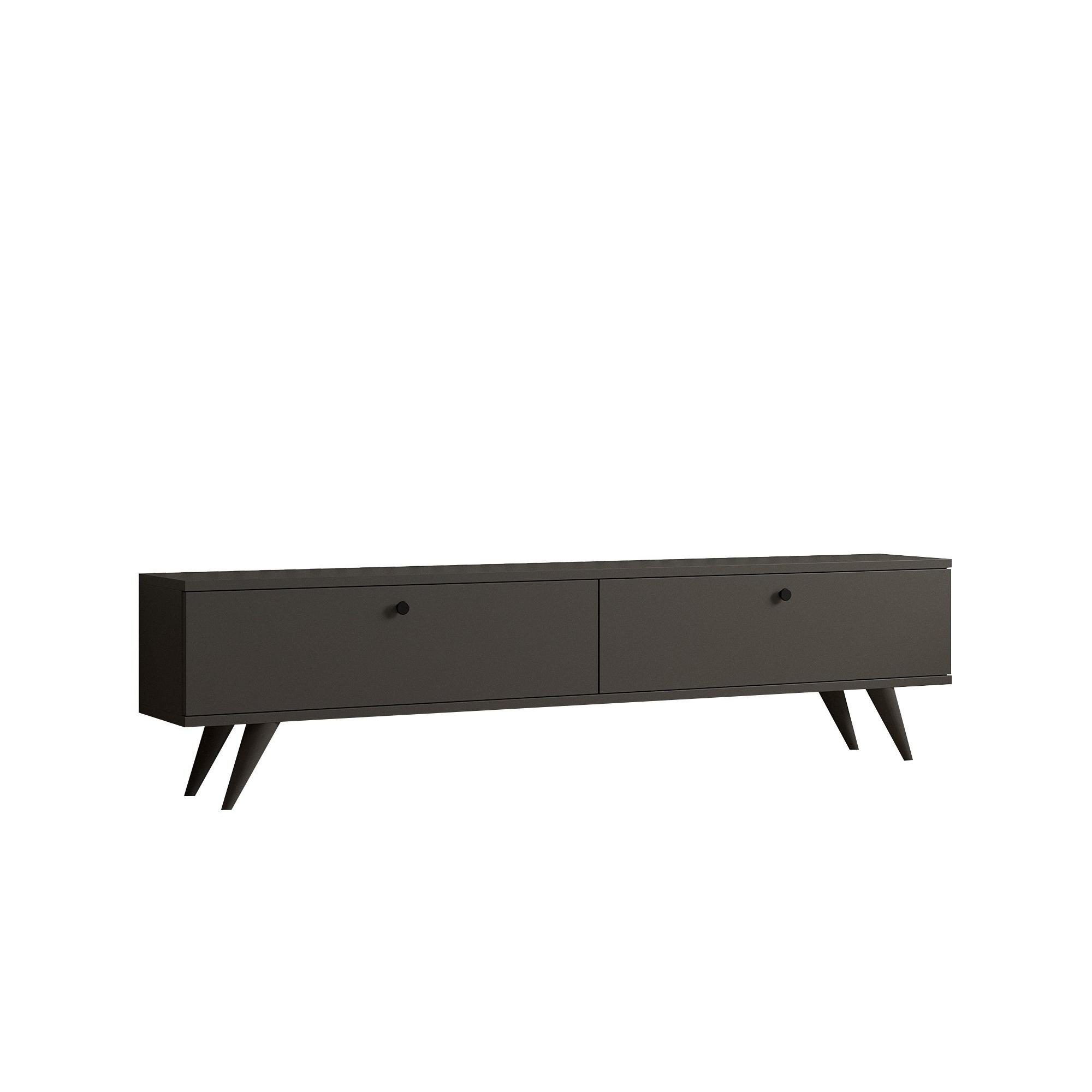 Habitat y Jardin - Mueble TV de madera "Parlak" - 160 x 25 x 40 cm - Gris antracita