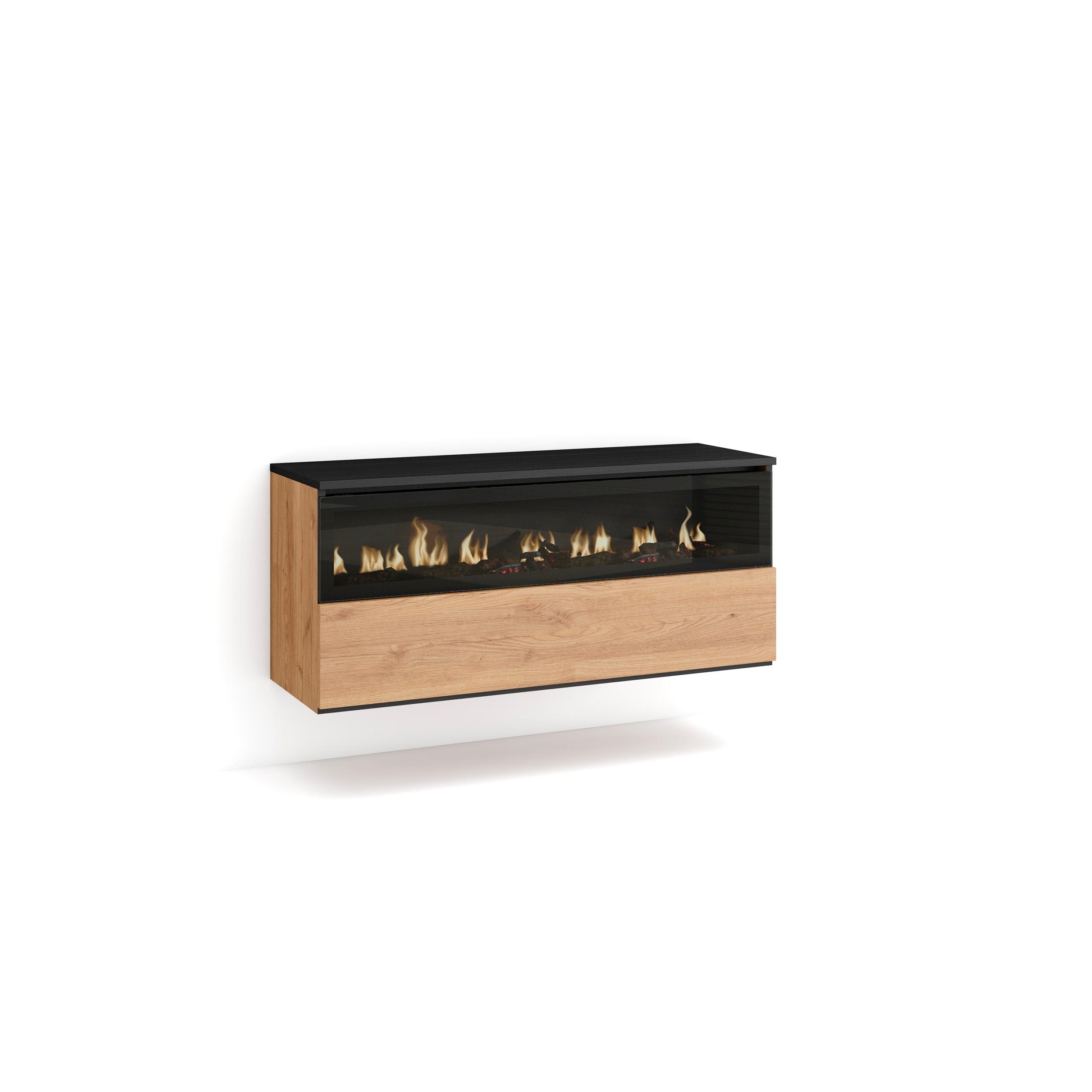 Skraut Home - Chimenea eléctrica LED efecto 3d - Sin Calor - 102x45x35cm - 1 Hueco, 1 Puerta - Colgado, Suspendido