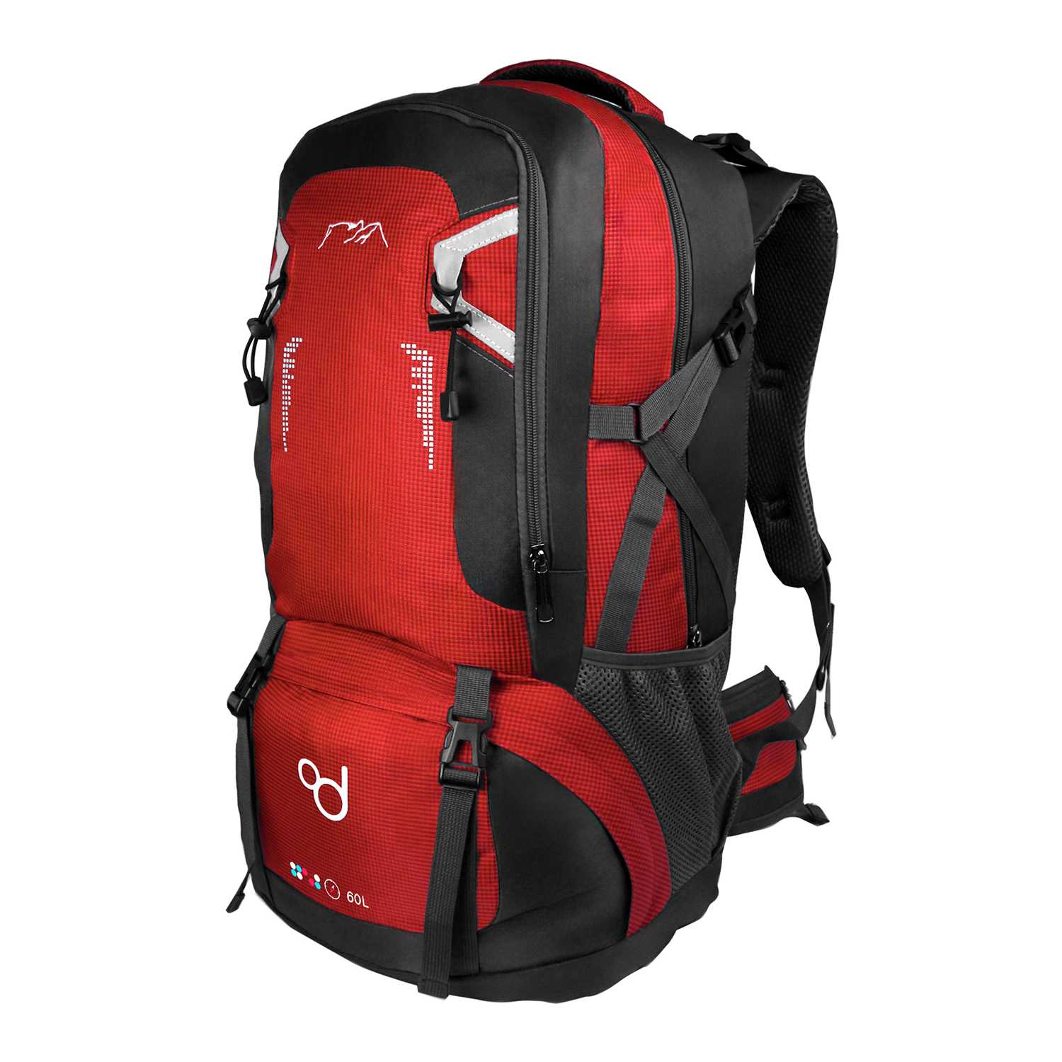 Ociodual OcioDual Mochila Senderismo 60 Litros, Mochila Trekking, Montaña y Camino de Santiago, Multifuncional, Ligera, Mochilas Hombre para Camping, Acampada, Marcha Nórdica, Supervivencia, Rojo