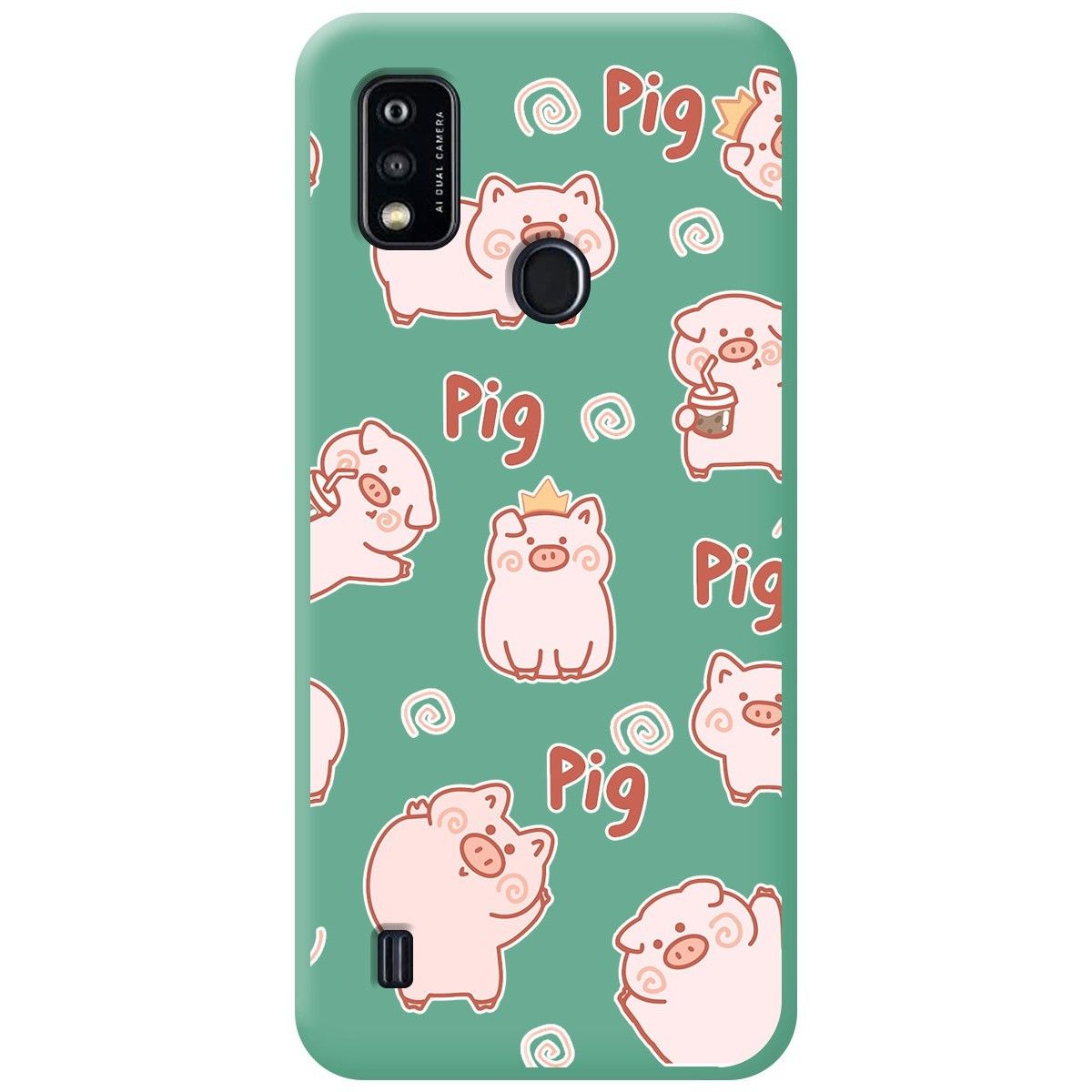 Funda Silicona Líquida Verde para ZTE Blade A51 diseño Cerdos Dibujos