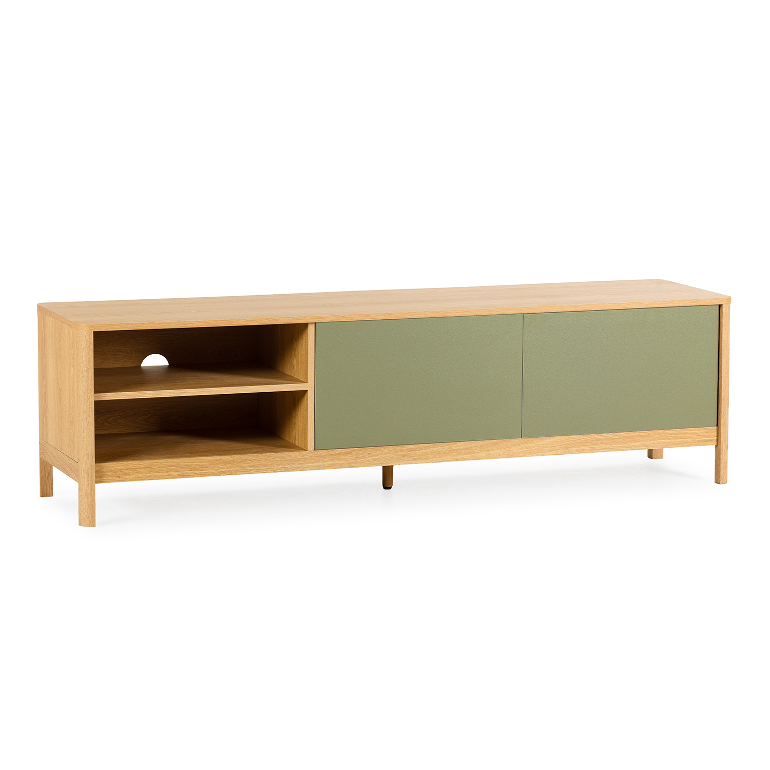 Mueble Tv Nassau 2 puertas efecto Roble/Verde