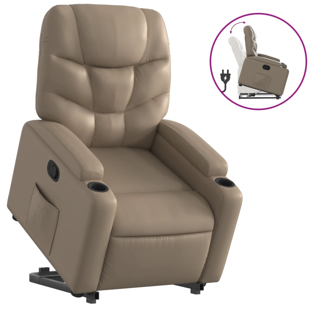 vidaXL Sillón reclinable elevable cuero artificial color capuchino