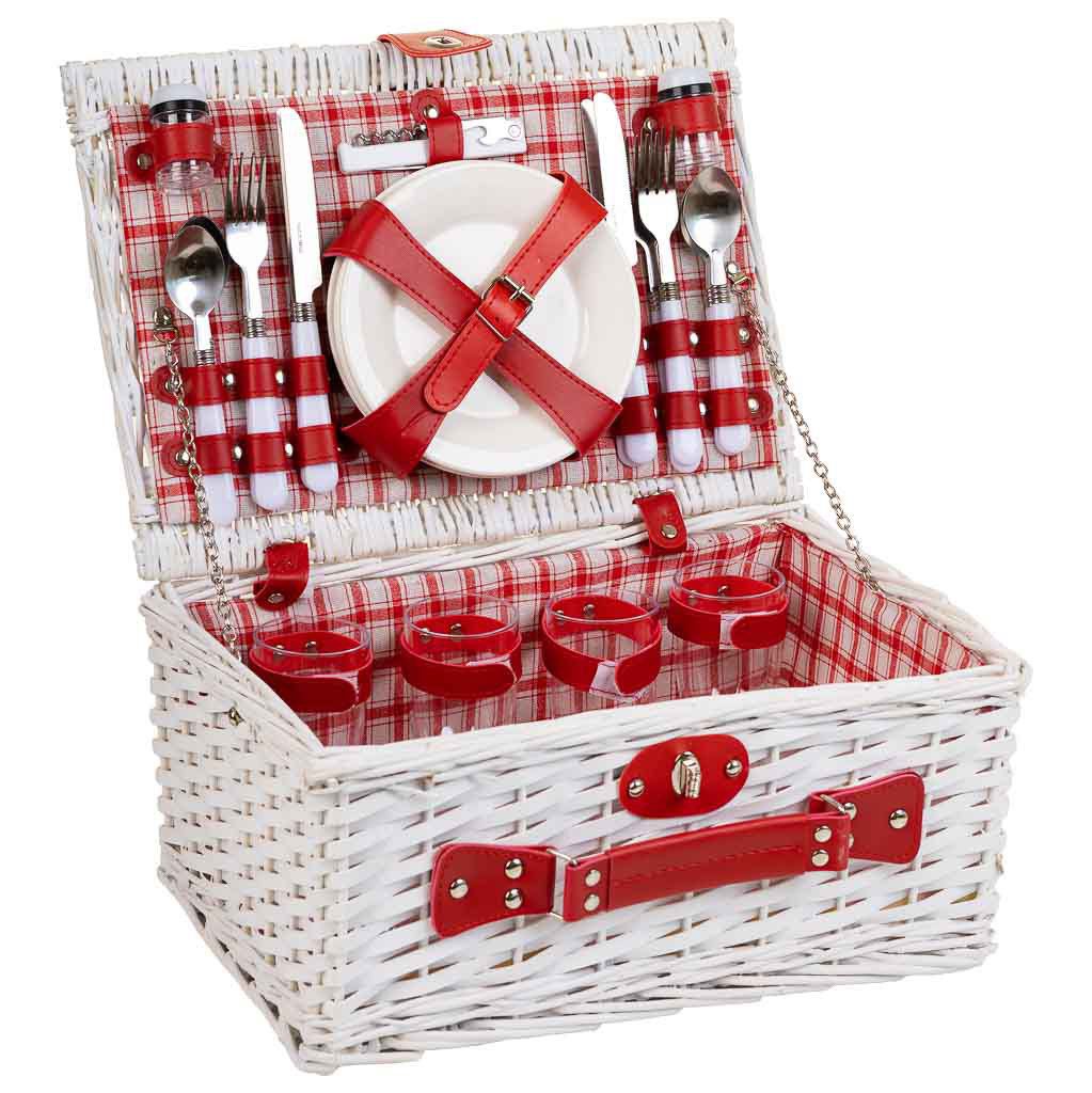 Cesta De Picnic 4 Servicios Blanco 28x40x20cm, El mejor complemento para tu hogar