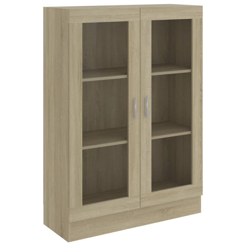 Vidaxl Vitrina Madera Contrachapada 82,5x30,5x115 Cm Blanco/Negro/Roble Sonoma - Mueble Almacenaje Estantería