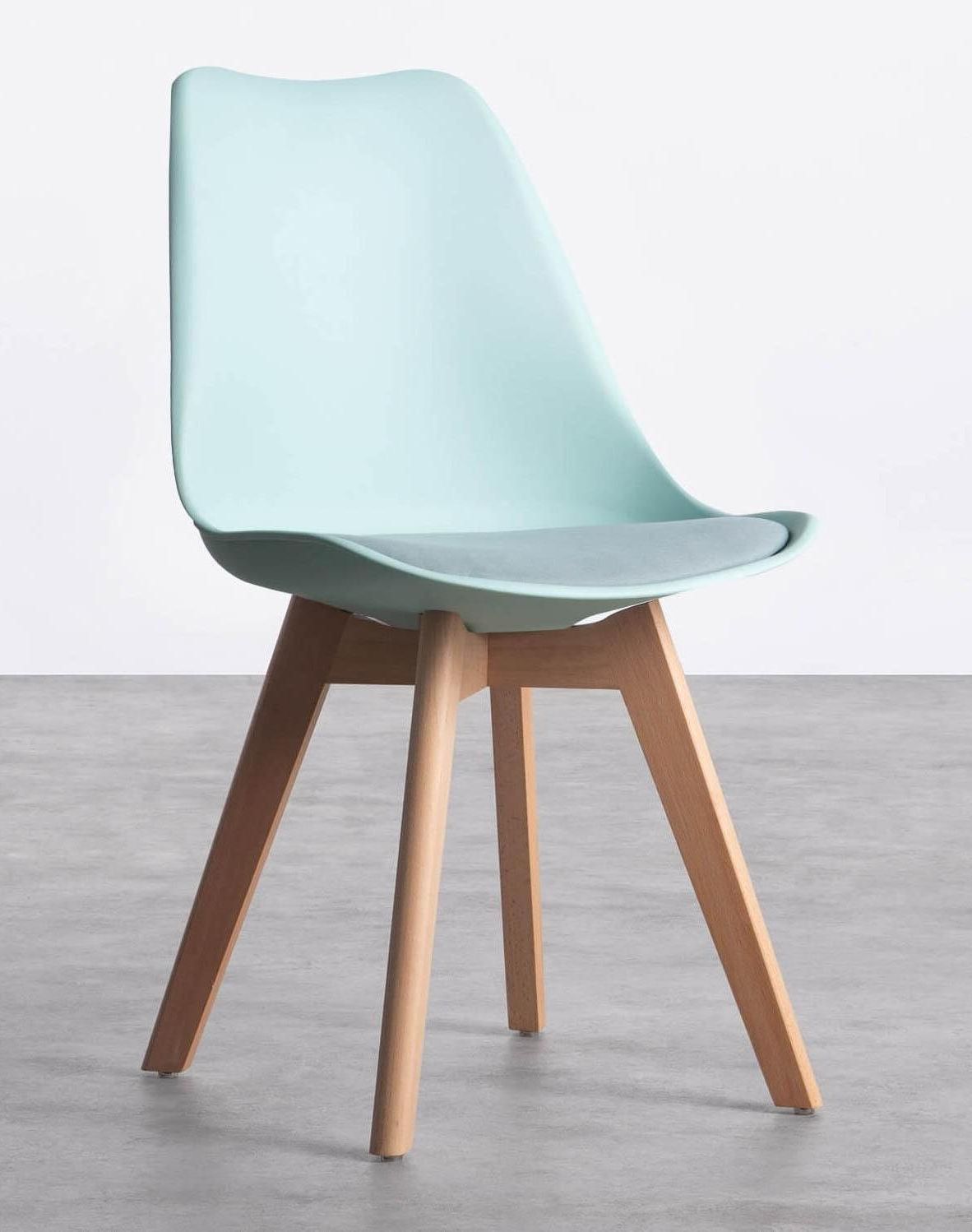 ORION91 Silla LYRA Asiento Acolchado Cojín Tela Fine Color (VARIOS COLORES) y Patas Haya (43x83x49cm) Comedor Oficina Salón Tele