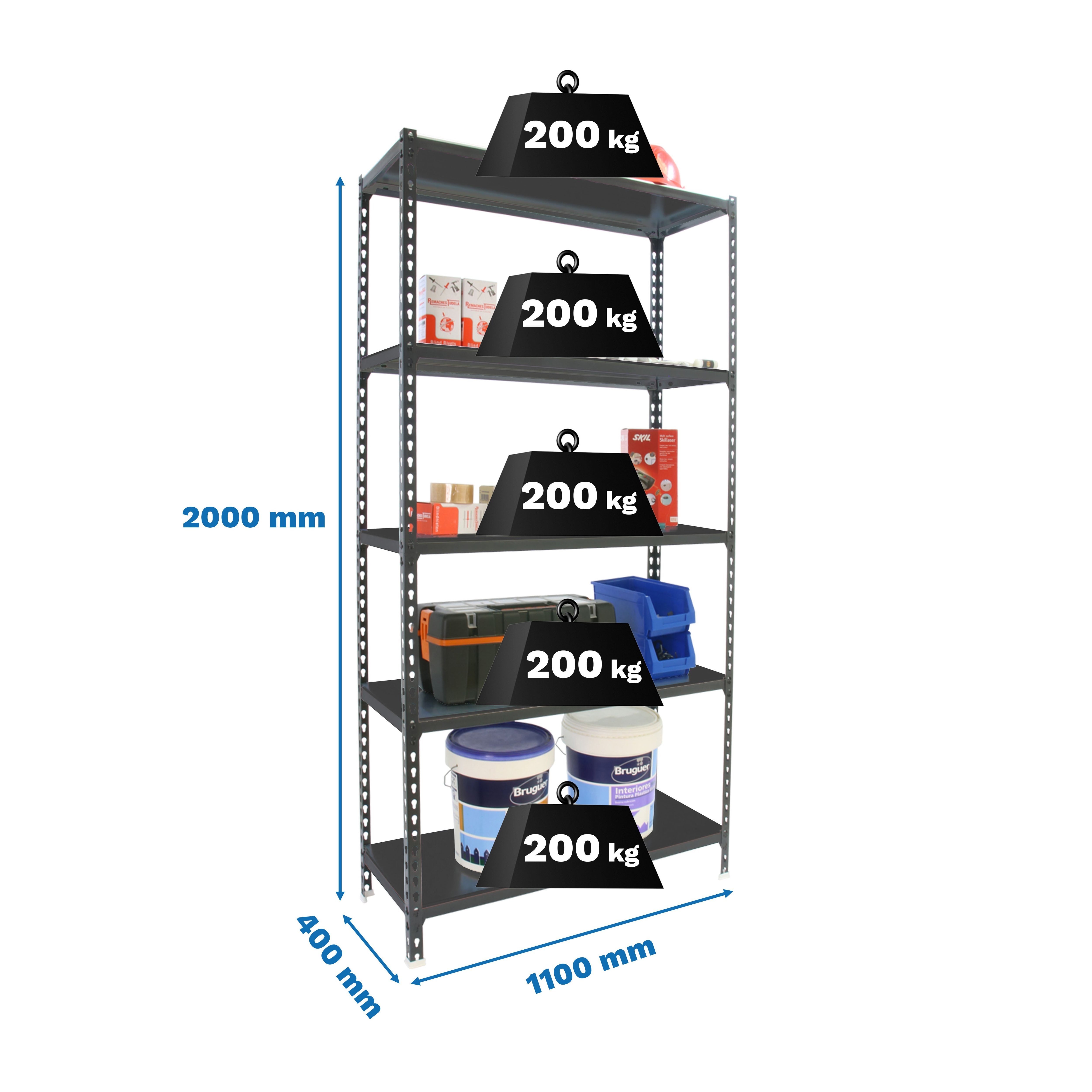 Estantería SIMONRACK Simonclick superplus 5/400 antracita/antracita