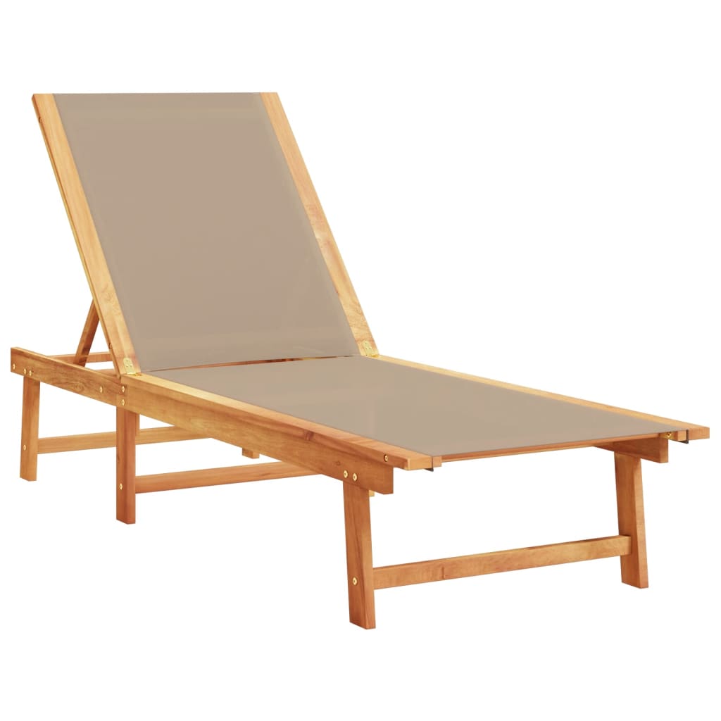 Vidaxl Tumbona de Madera Acacia y Textileno Negro