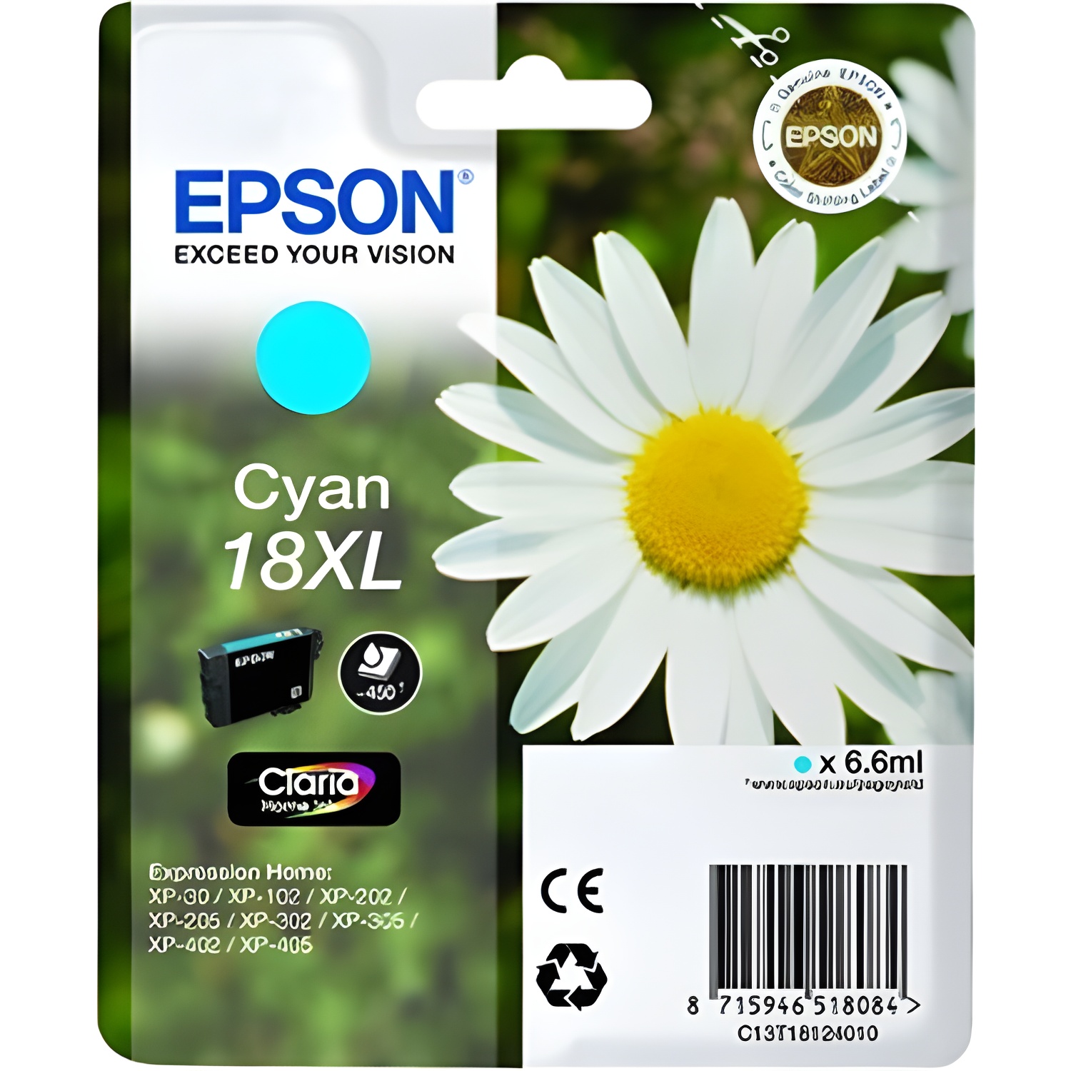 Epson cartucho cian 18xl claria home pack 1 expression home xp-/102/205/305/405