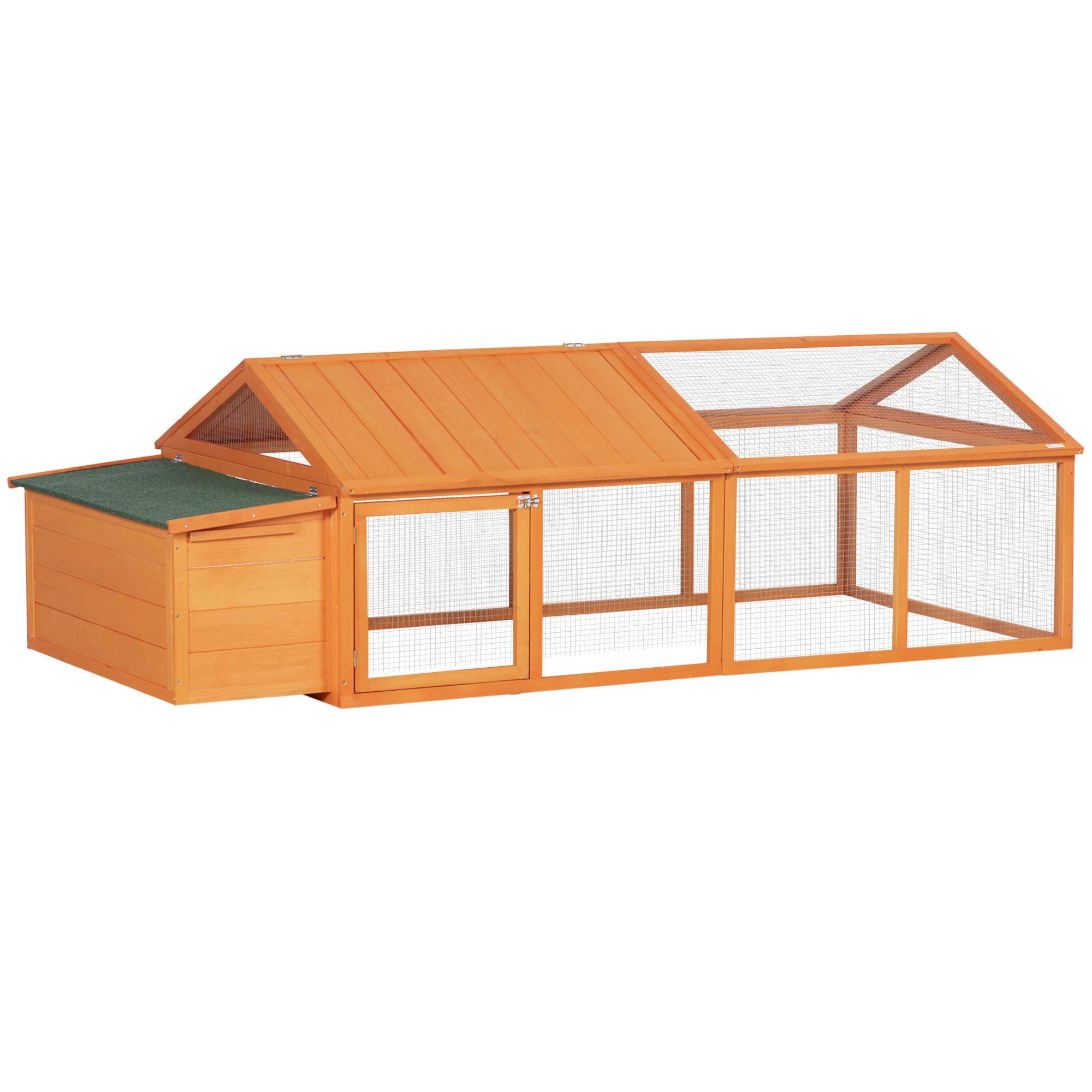 PawHut Gallinero de Madera para Exterior Jaula para Gallinas Grande con  Zona Abierta Ponedero Bandeja Extraíble Techo Asfáltico Abatible y Rampa  190x81x103 cm Natural