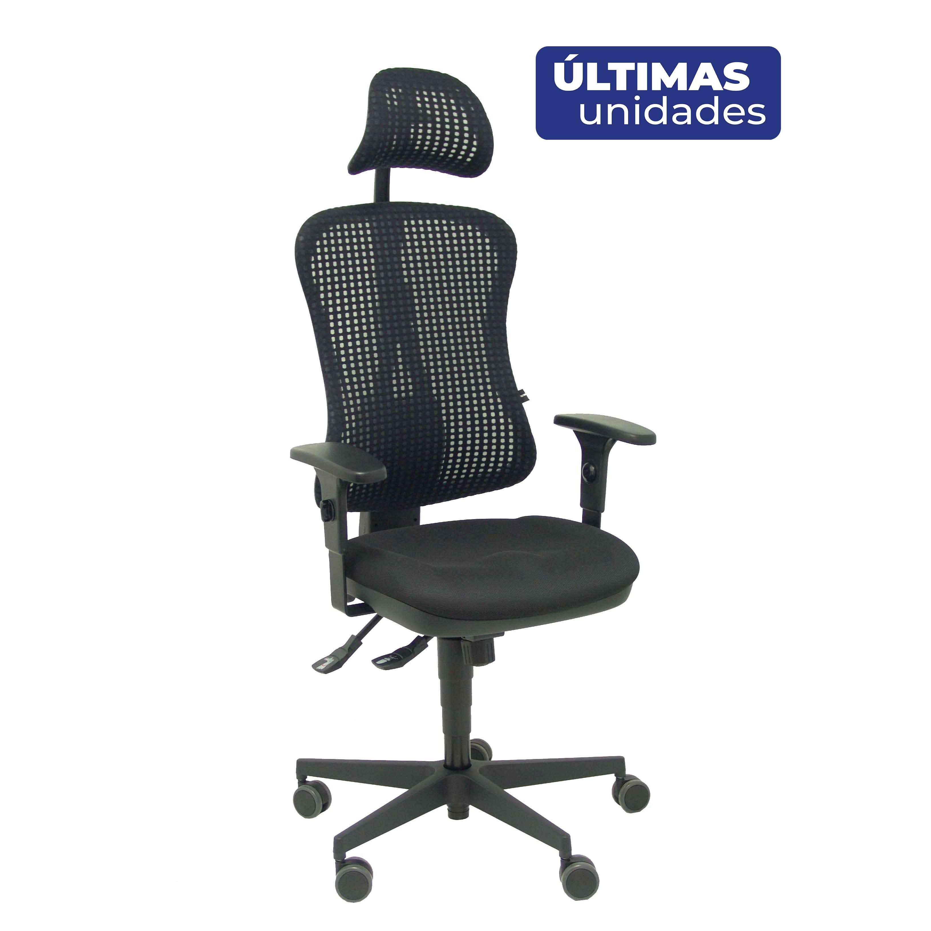 Silla Piqueras Y Crespo Agudo Sincro Malla Negra Asiento Tela Negro Brazos Regulables Cabecero