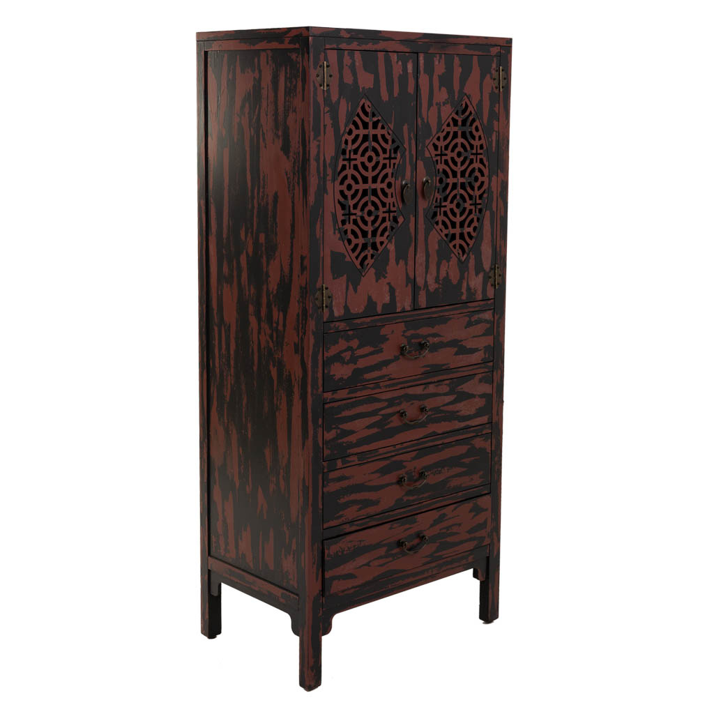 Wonderlust Deco - Armario de madera rojo y 60x40x140 Multicolor 60x40x140h cm