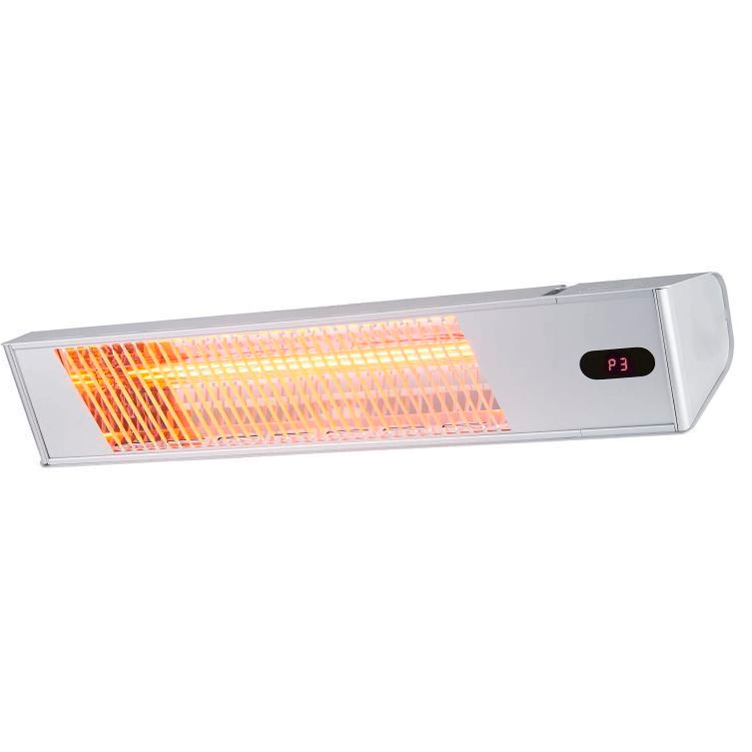 Sined Caldo Ira Inox 2000 Calentador Electrico Infrarrojos De 2000w Regulable Gris Calentador De Interior De Onda Corta Ira y Mando a Distancia Diseno Elegante Rejilla De Protección y Display Led
