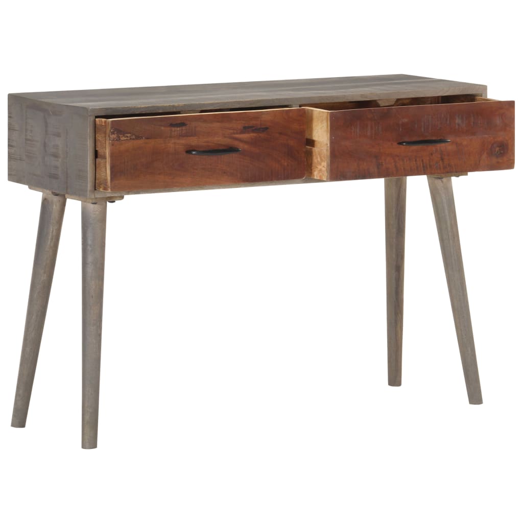 Vidaxl Mesa Consola Gris de Madera Maciza de Mango 110x35x75 Cm
