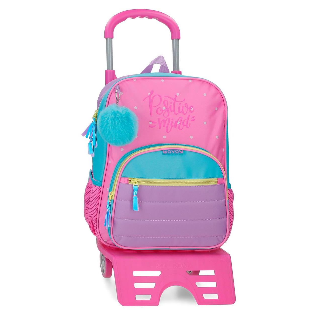 Mochila escolar con carro Movom Block rosa